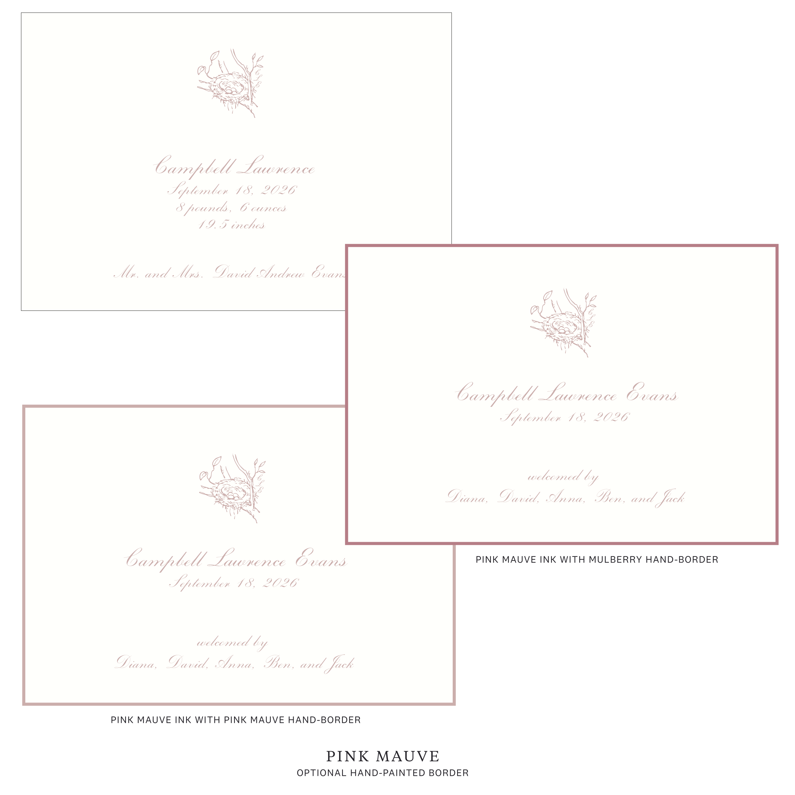 Surrey Motif Birth Announcement