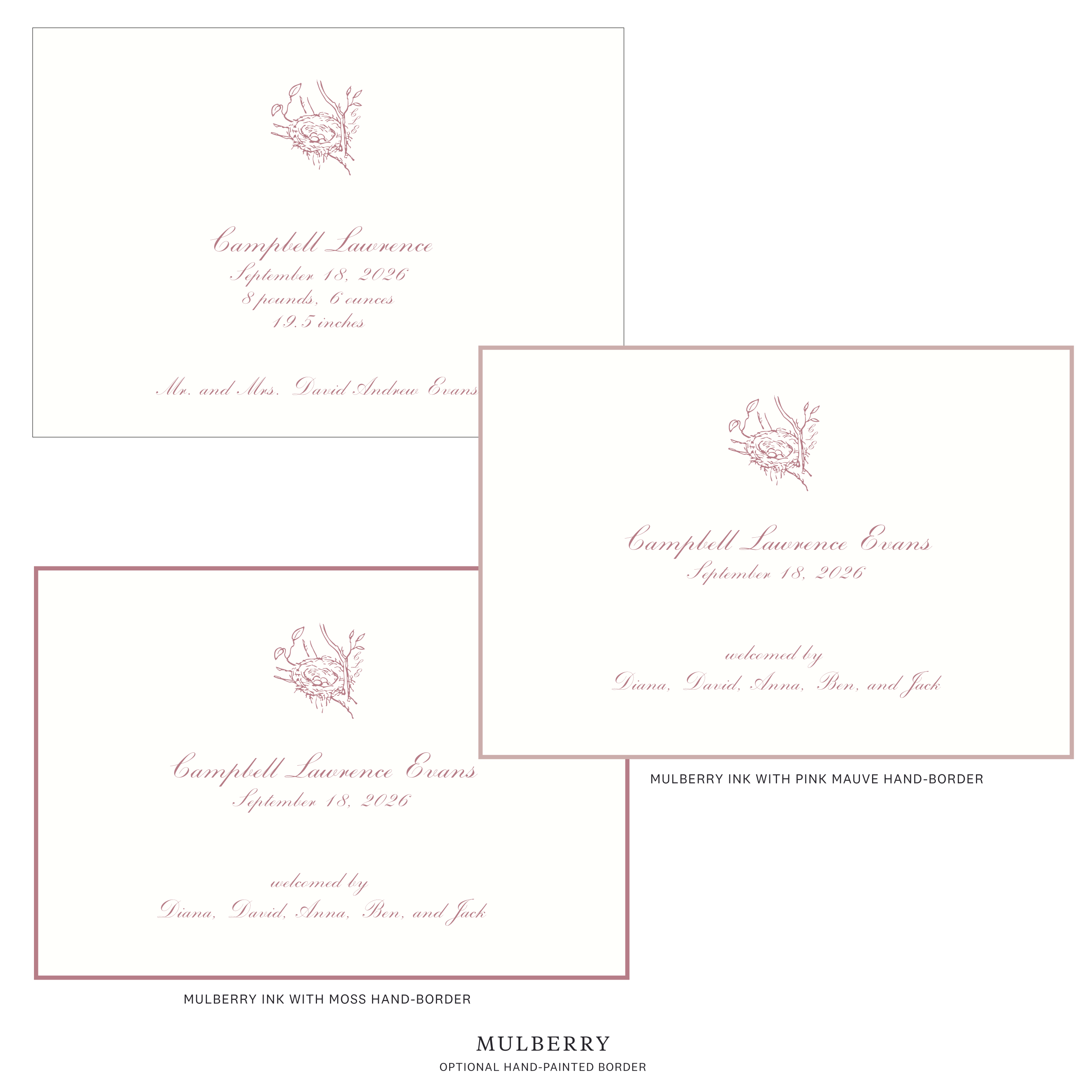 Surrey Motif Birth Announcement