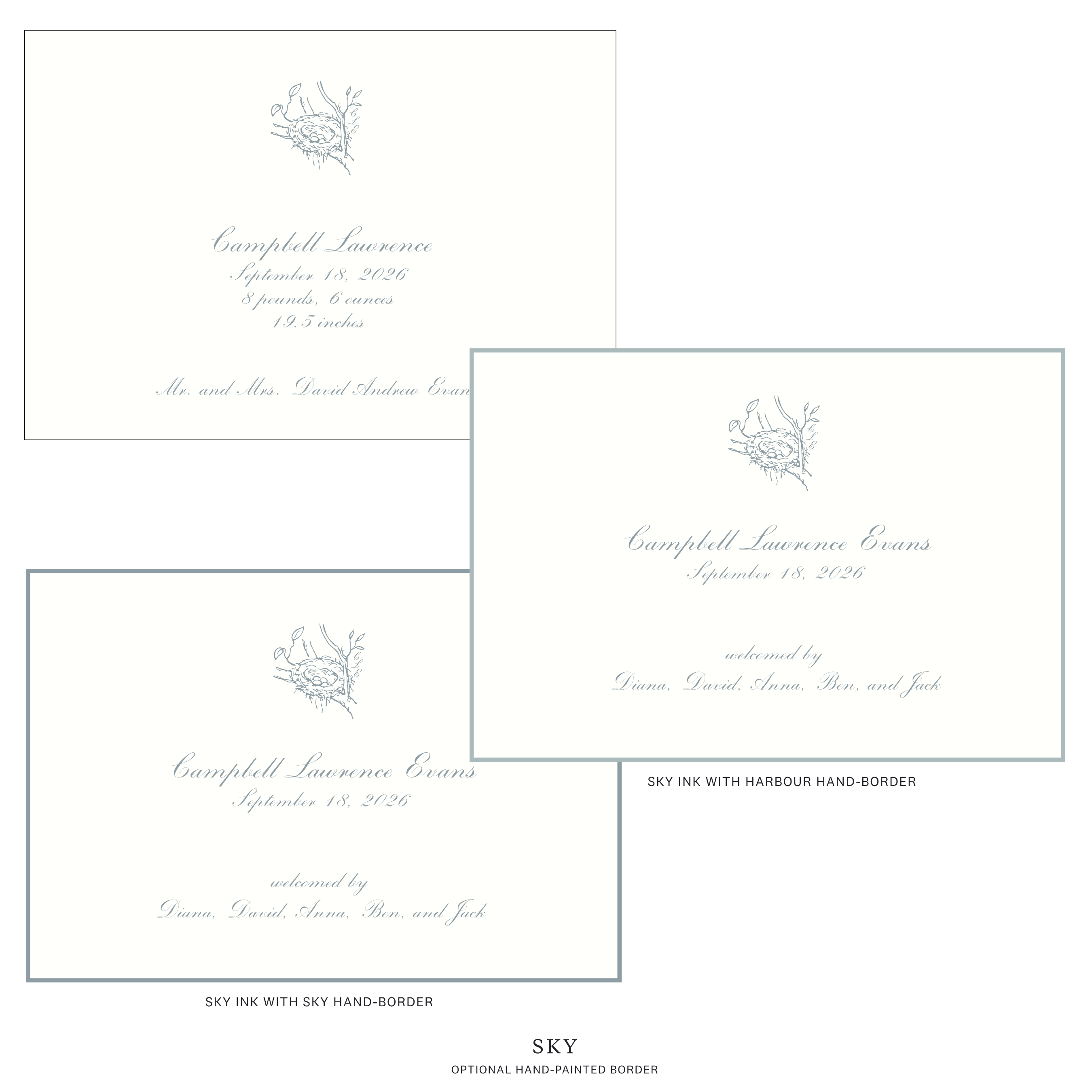 Surrey Motif Birth Announcement