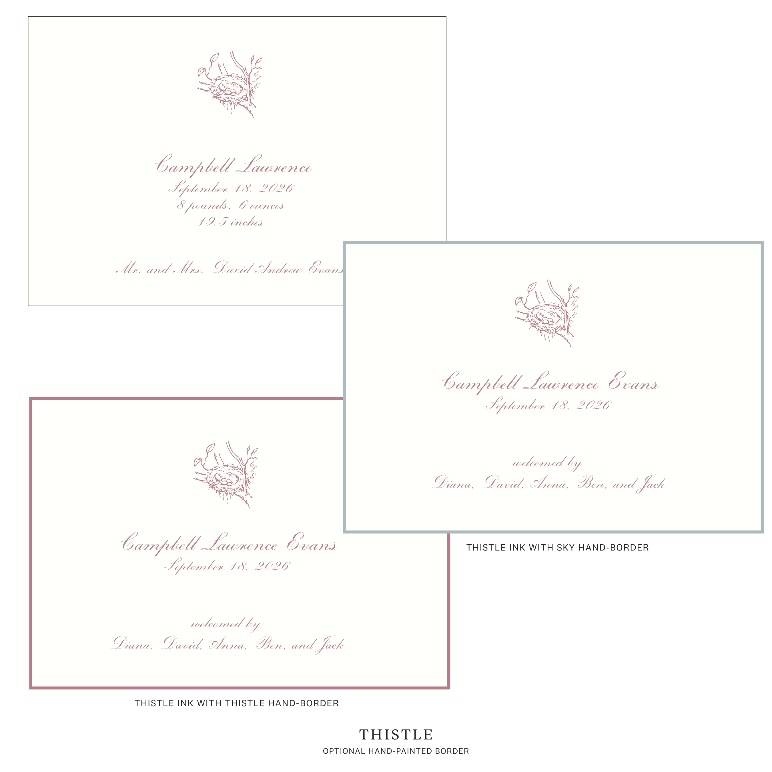 Surrey Motif Birth Announcement