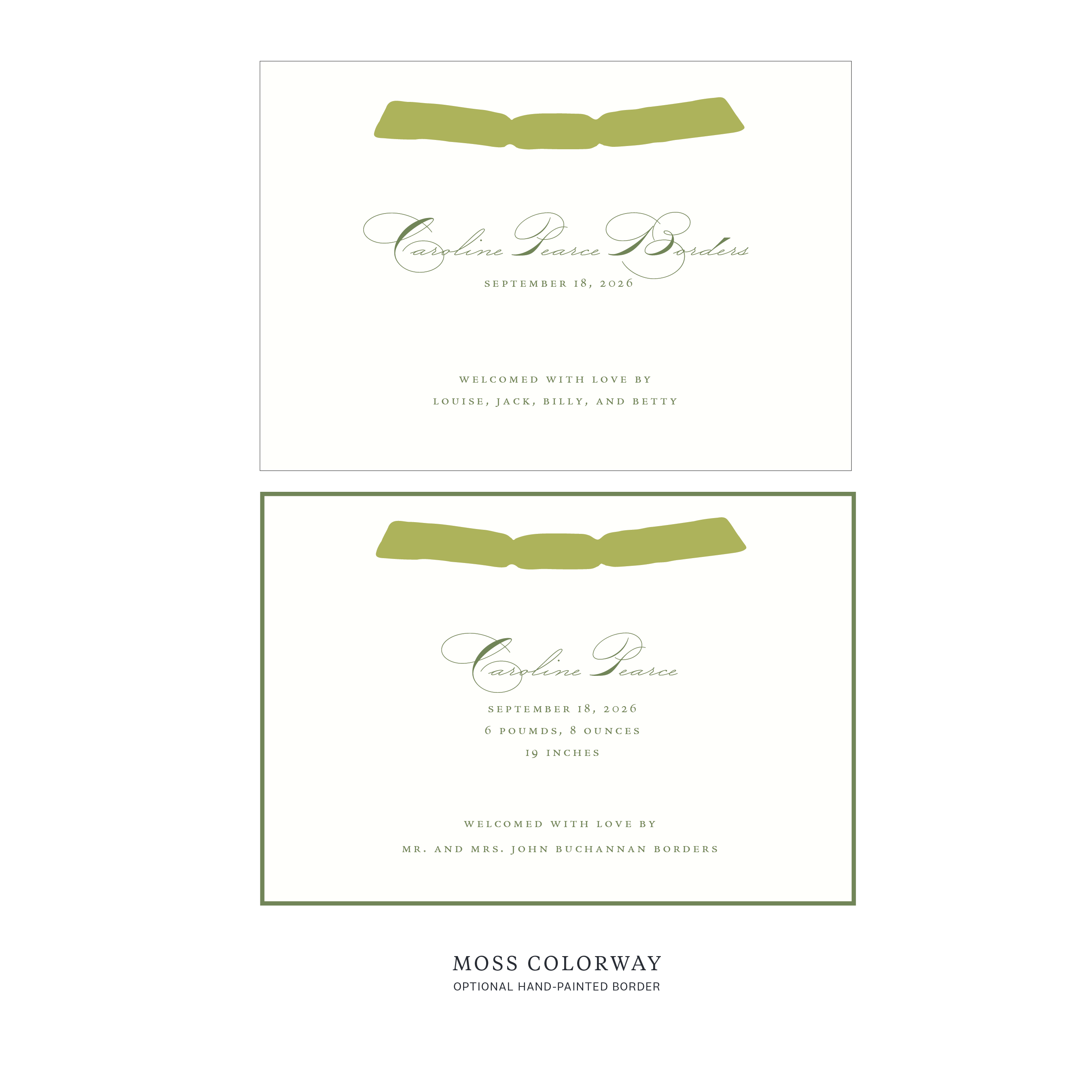 Primrose Ribbon Birth Announcement