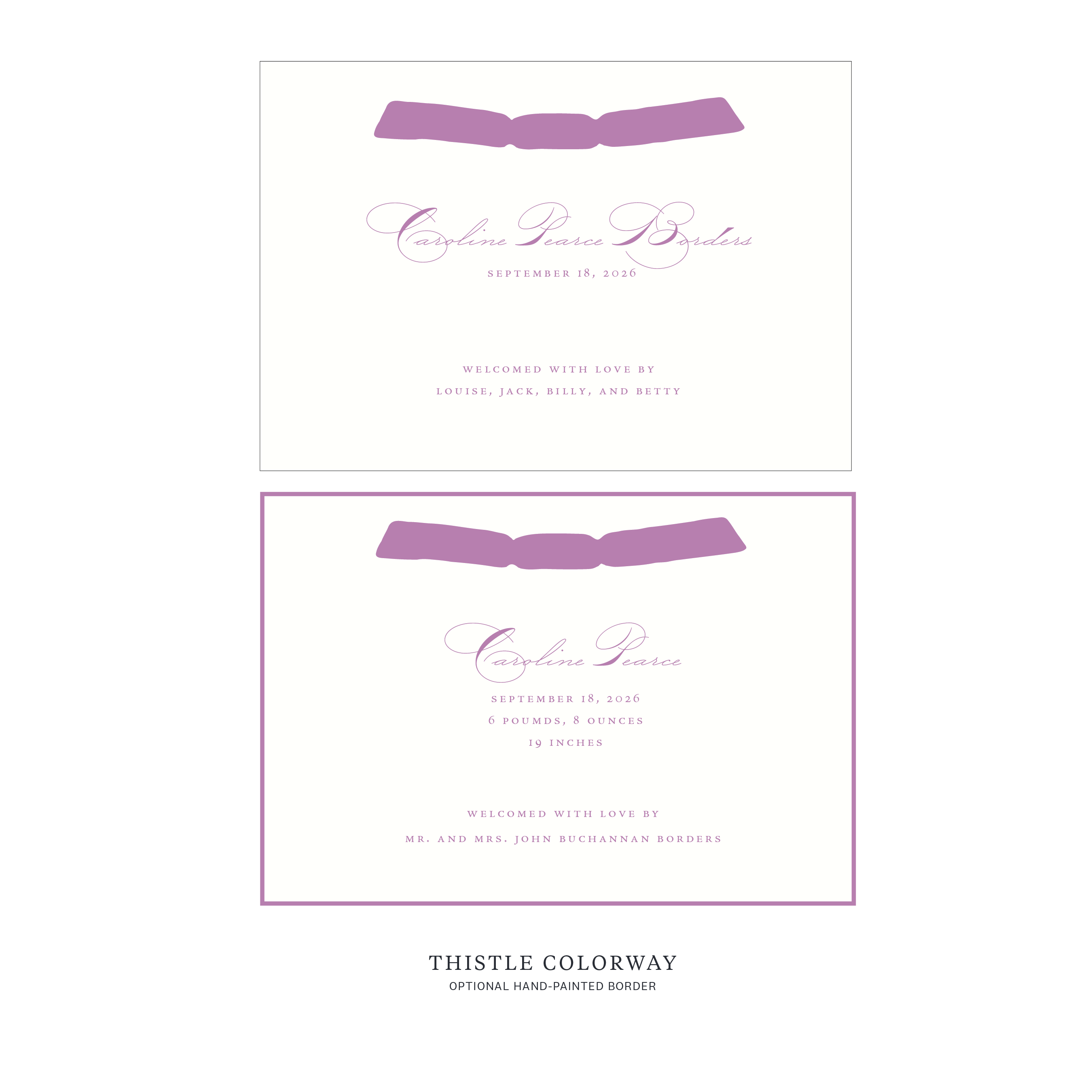 Primrose Ribbon Birth Announcement