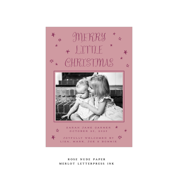 Walter Medium Letterpress Birth Announcement Holiday Card