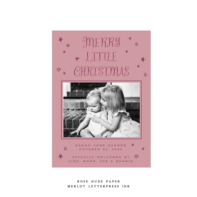 Walter Medium Letterpress Birth Announcement Holiday Card