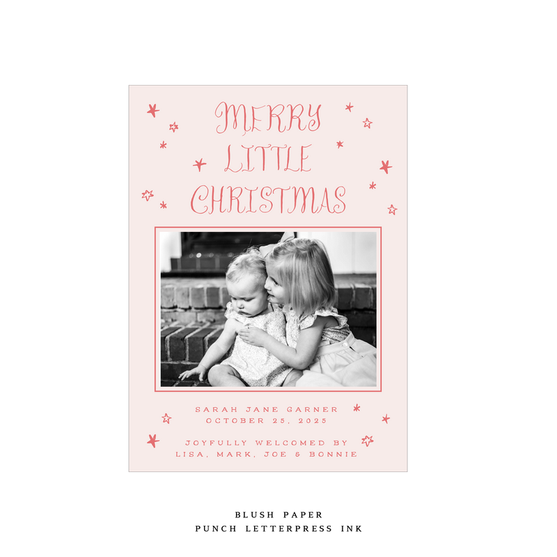 Walter Medium Letterpress Birth Announcement Holiday Card