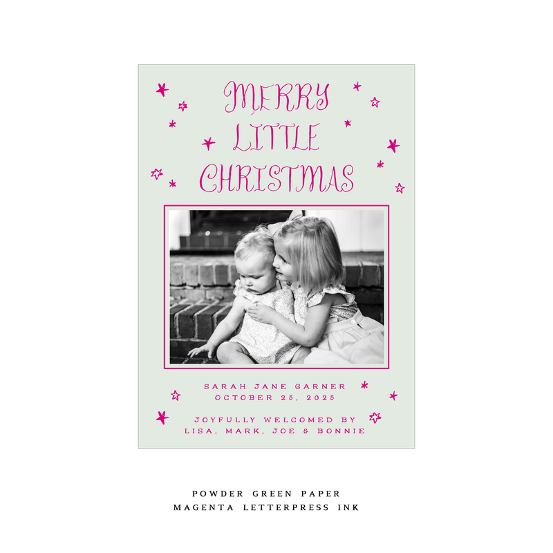 Walter Medium Letterpress Birth Announcement Holiday Card