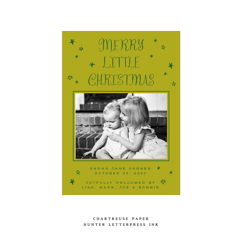 Walter Medium Letterpress Birth Announcement Holiday Card