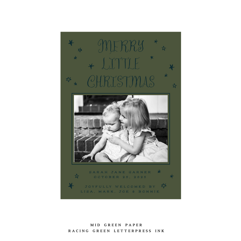 Walter Medium Letterpress Birth Announcement Holiday Card