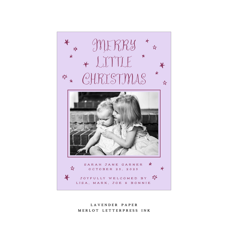 Walter Medium Letterpress Birth Announcement Holiday Card