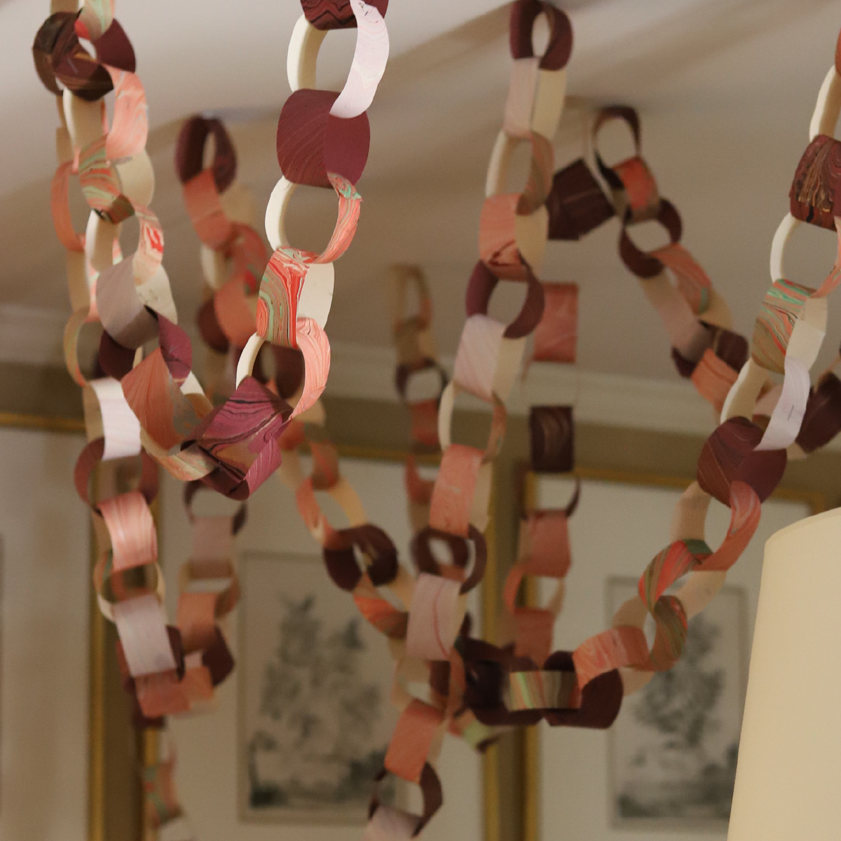 Marbled Paper Chain Kit — Warm Tones