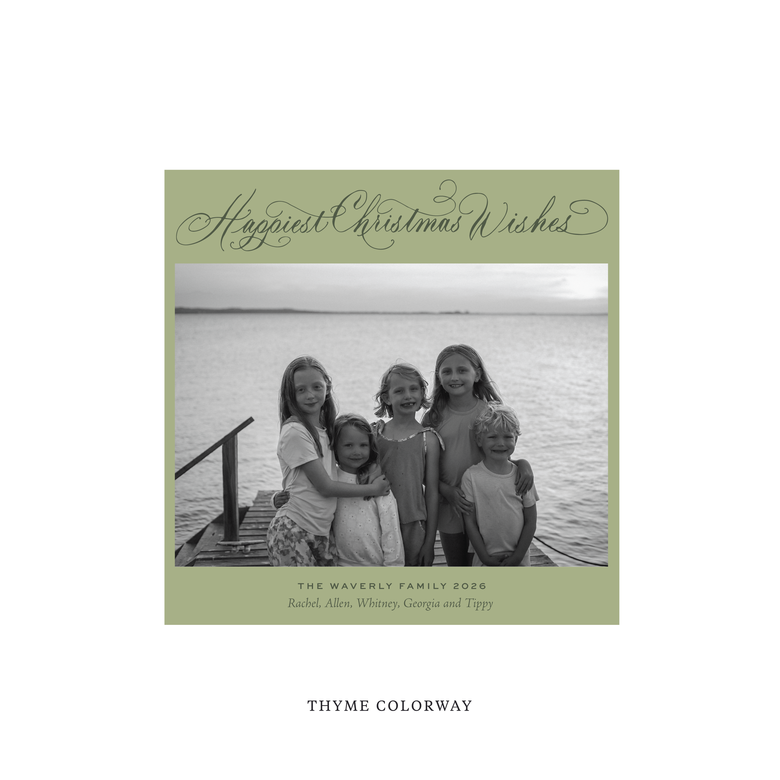 Waverly Classic Flat Print Holiday Card, Square