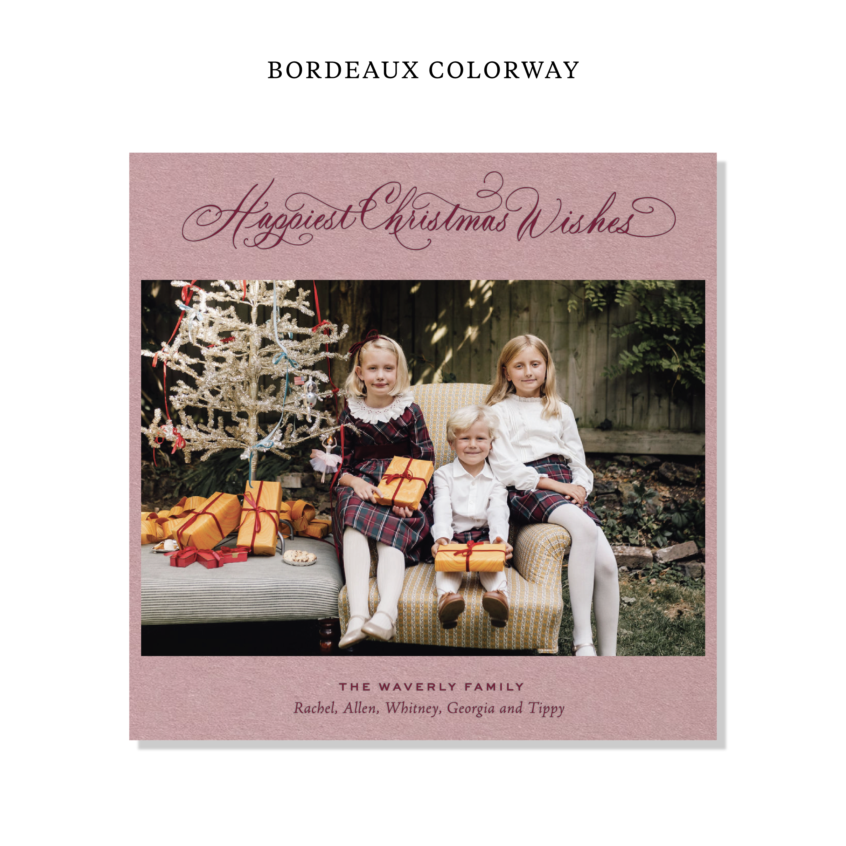Waverly Letterpress Holiday Card, Large Square (Colored Paper)