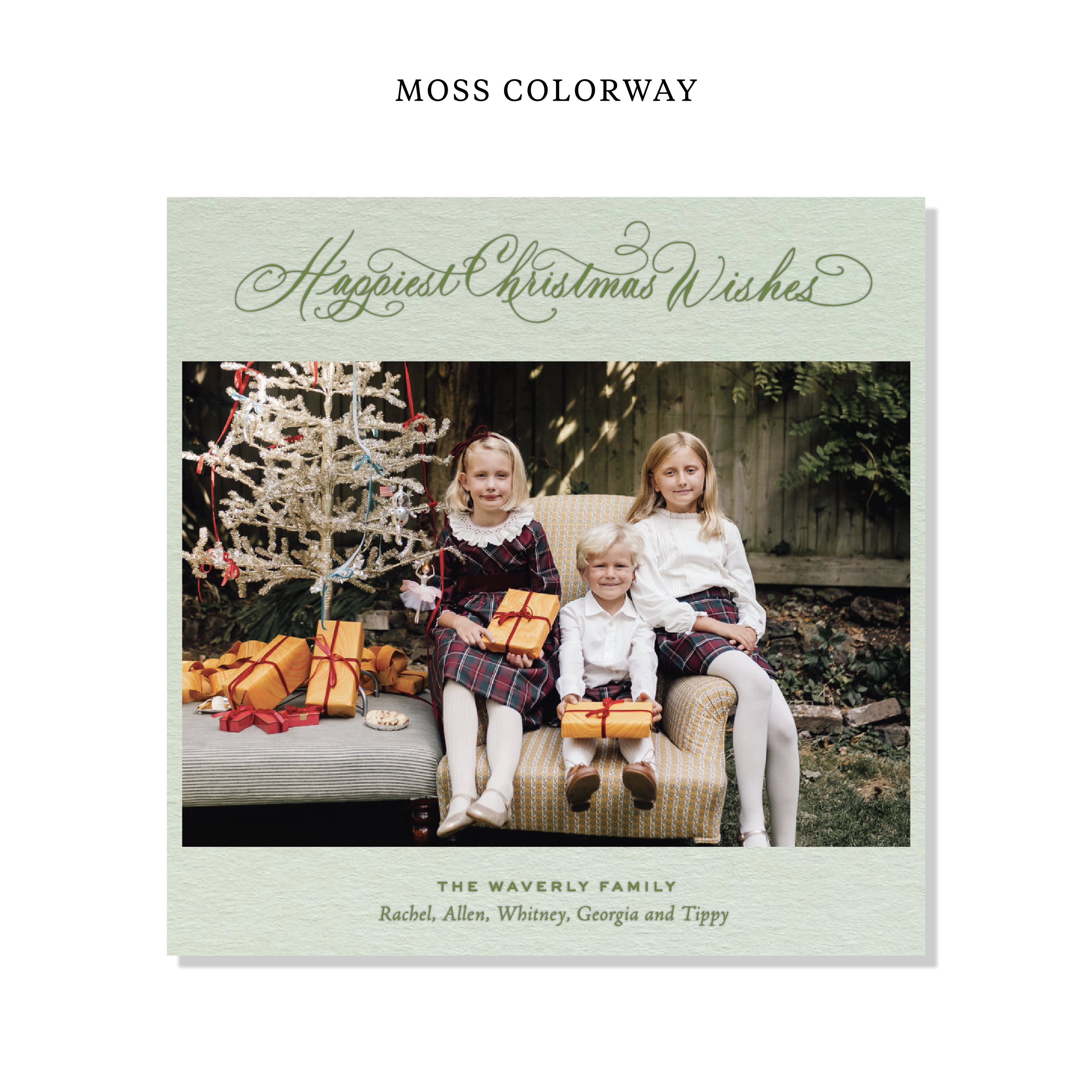 Waverly Letterpress Holiday Card, Large Square (Colored Paper)