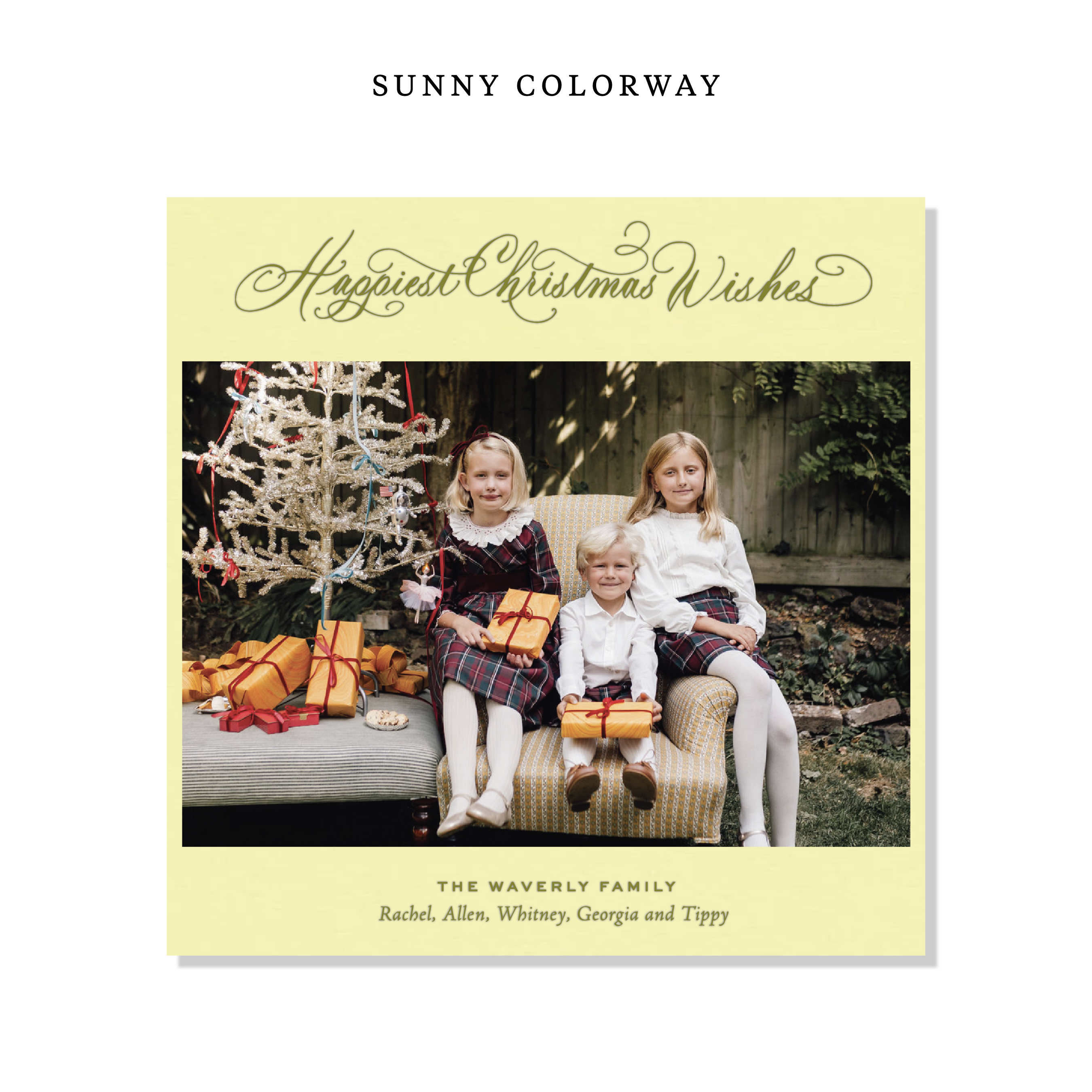 Waverly Letterpress Holiday Card, Large Square (Colored Paper)