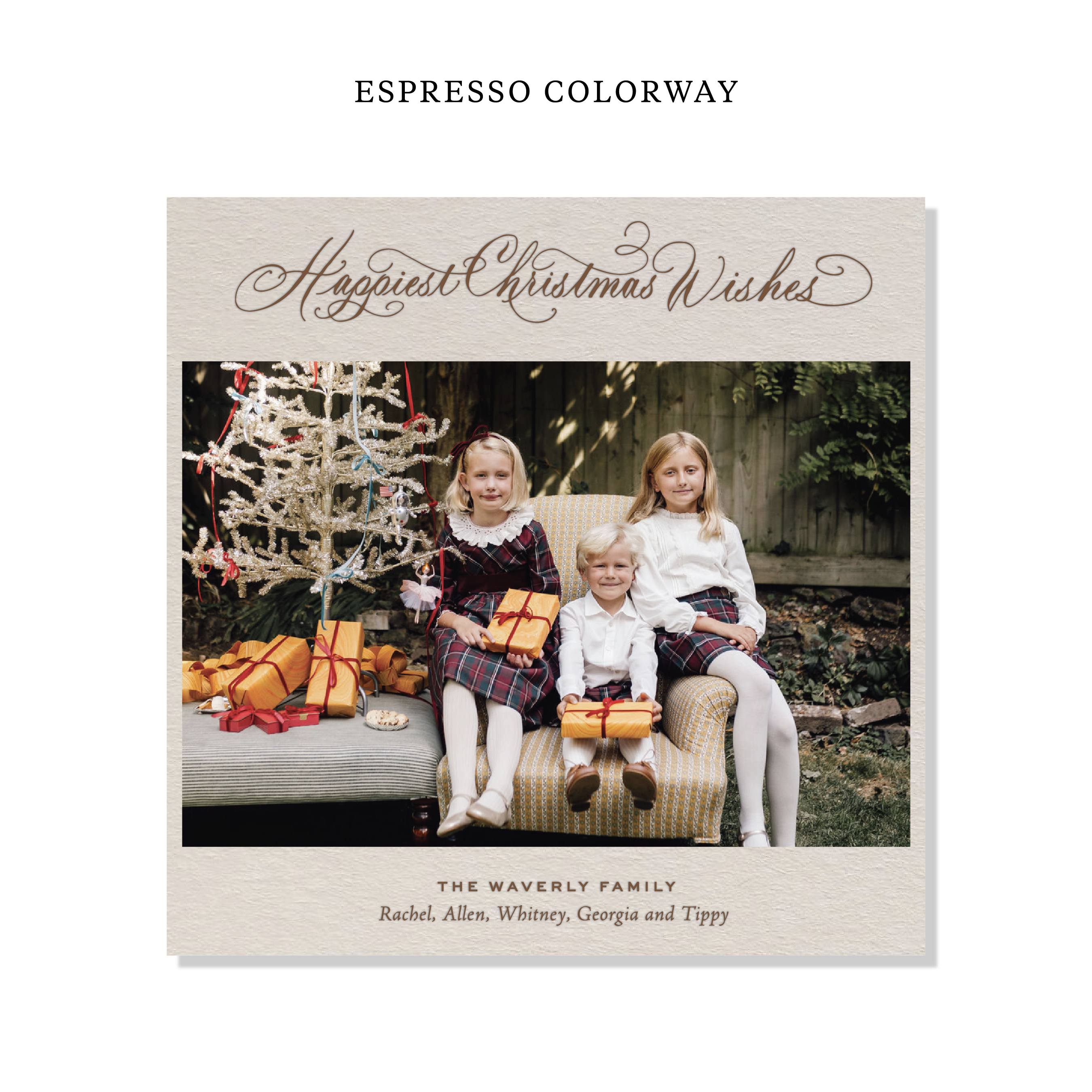 Waverly Letterpress Holiday Card, Large Square (Colored Paper)