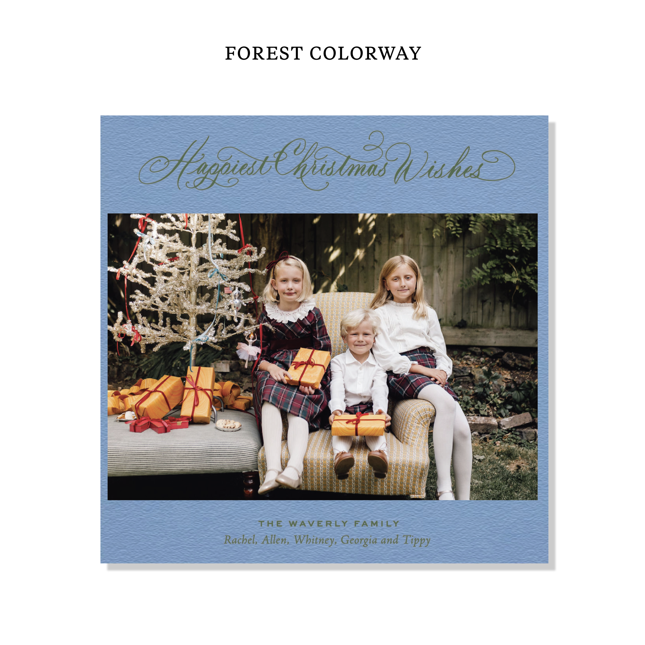 Waverly Letterpress Holiday Card, Large Square (Colored Paper)