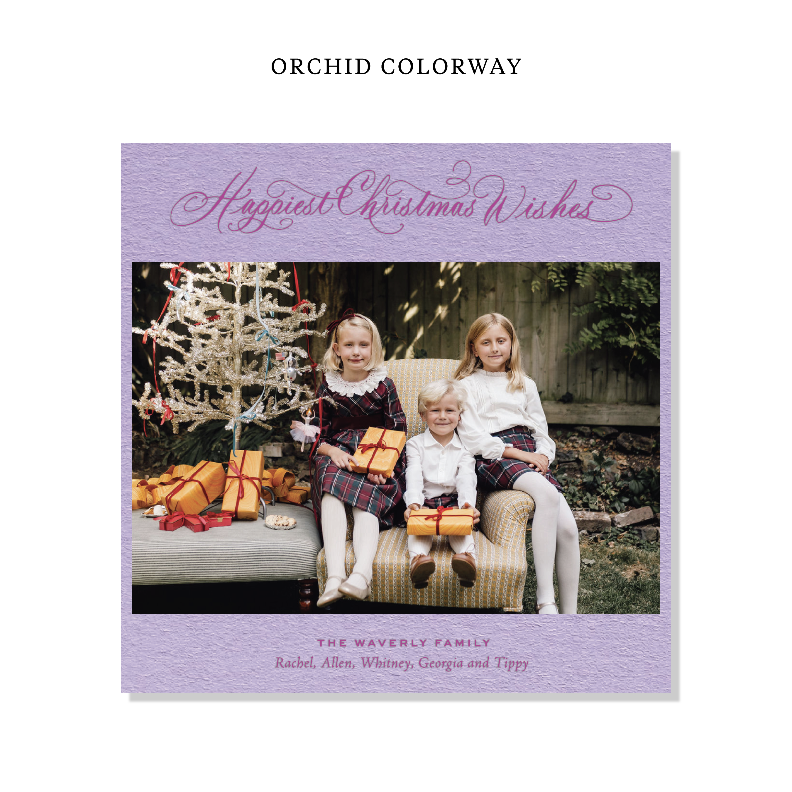 Waverly Letterpress Holiday Card, Large Square (Colored Paper)