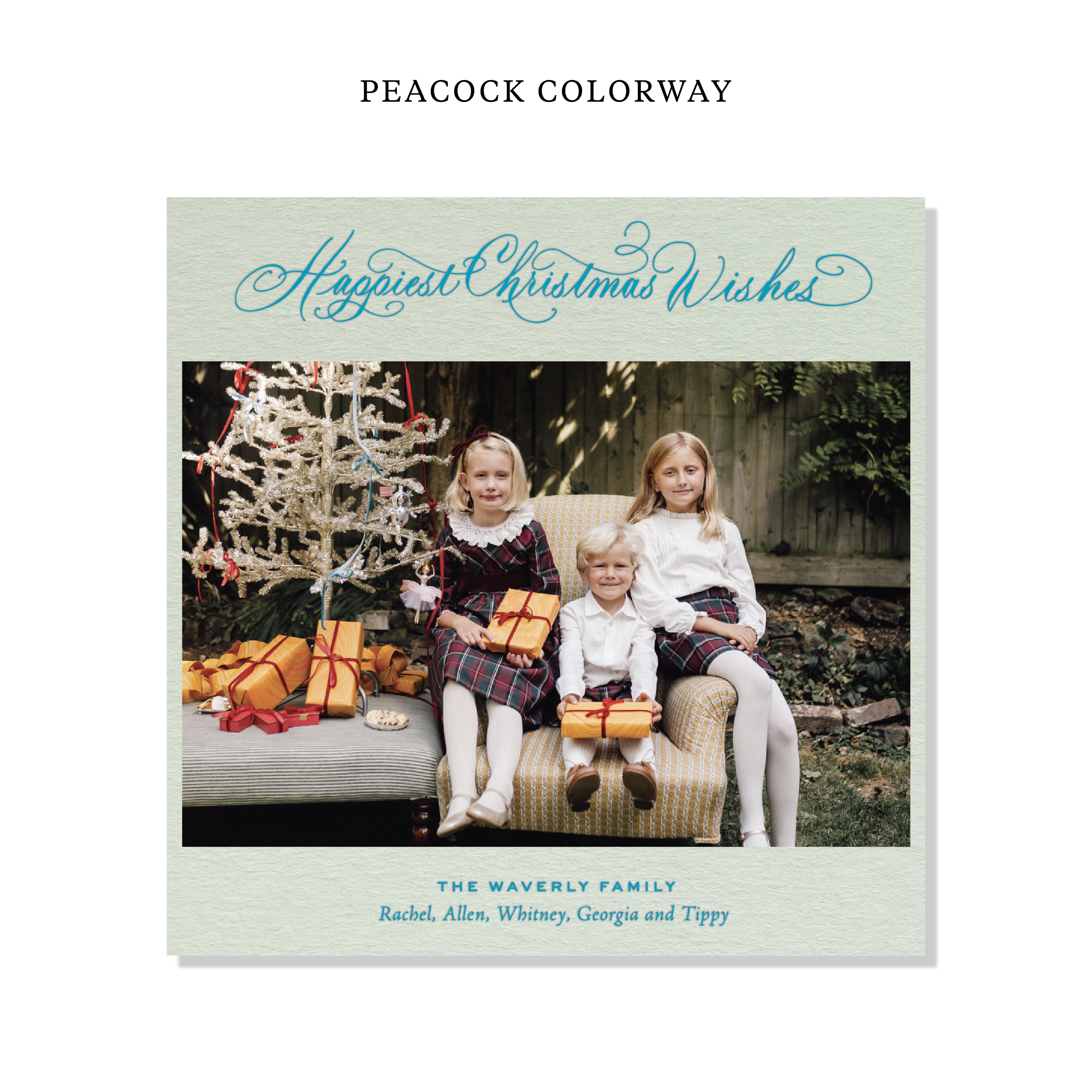 Waverly Letterpress Holiday Card, Large Square (Colored Paper)