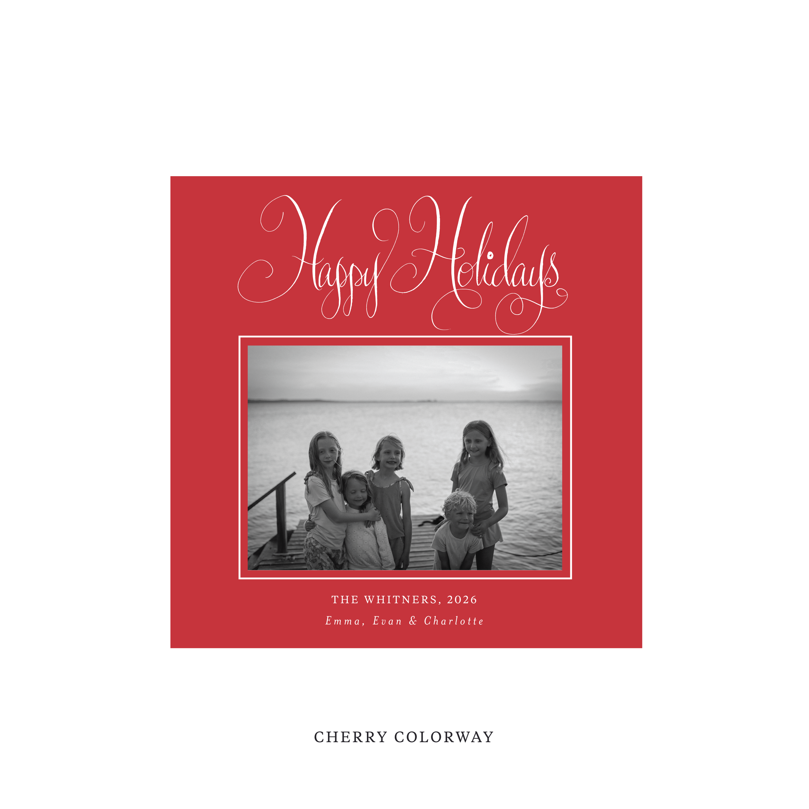Whitner Classic Flat Print Holiday Card, Square