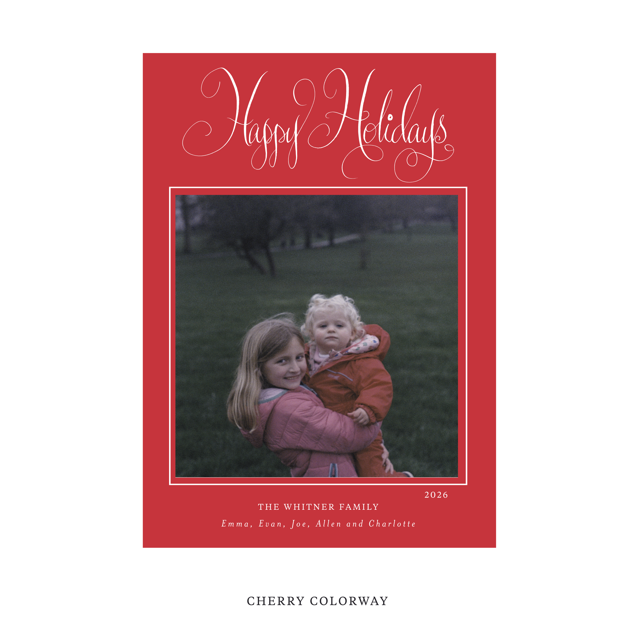 Whitner Classic Flat Print Holiday Card, Large
