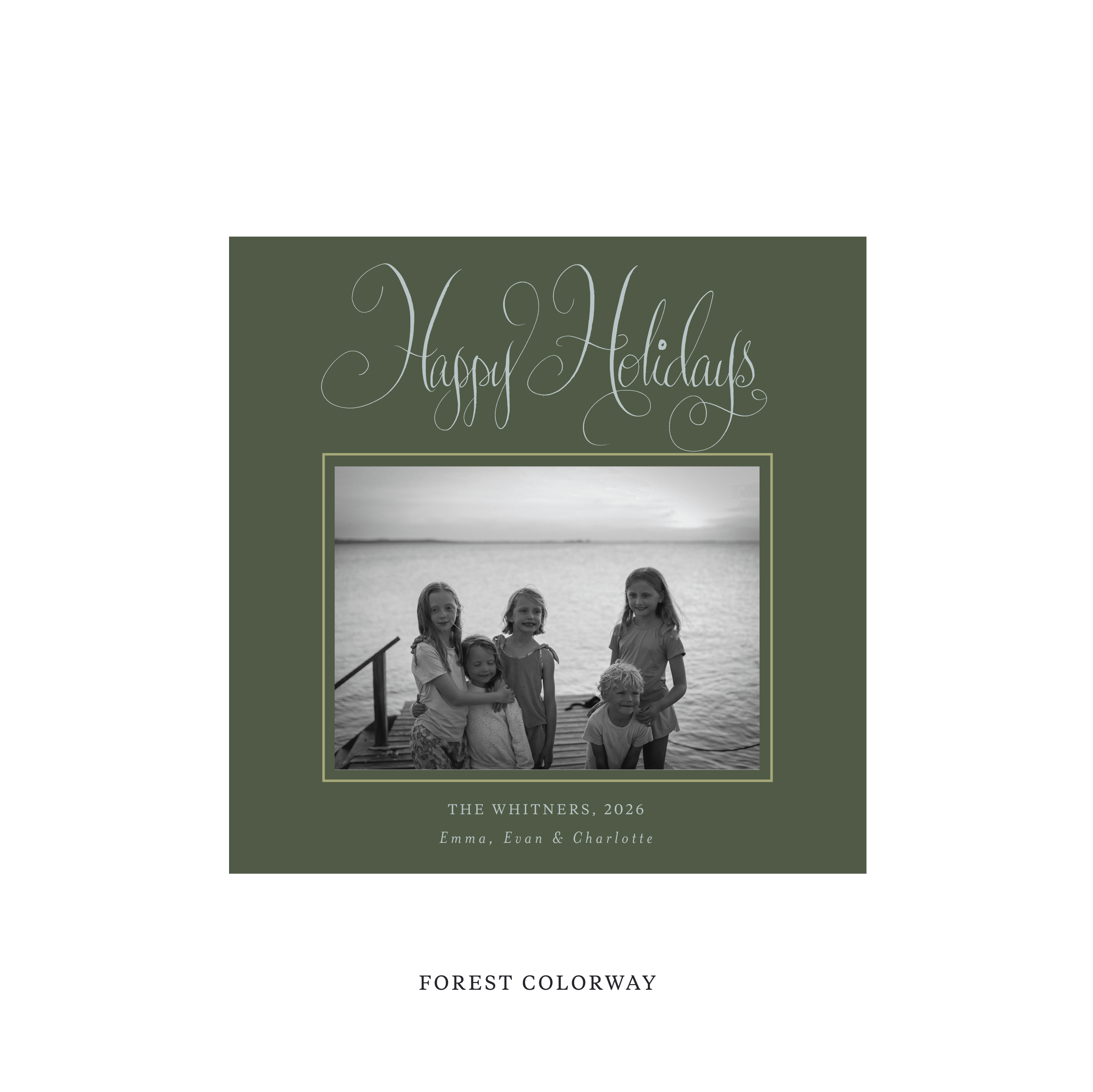 Whitner Classic Flat Print Holiday Card, Square