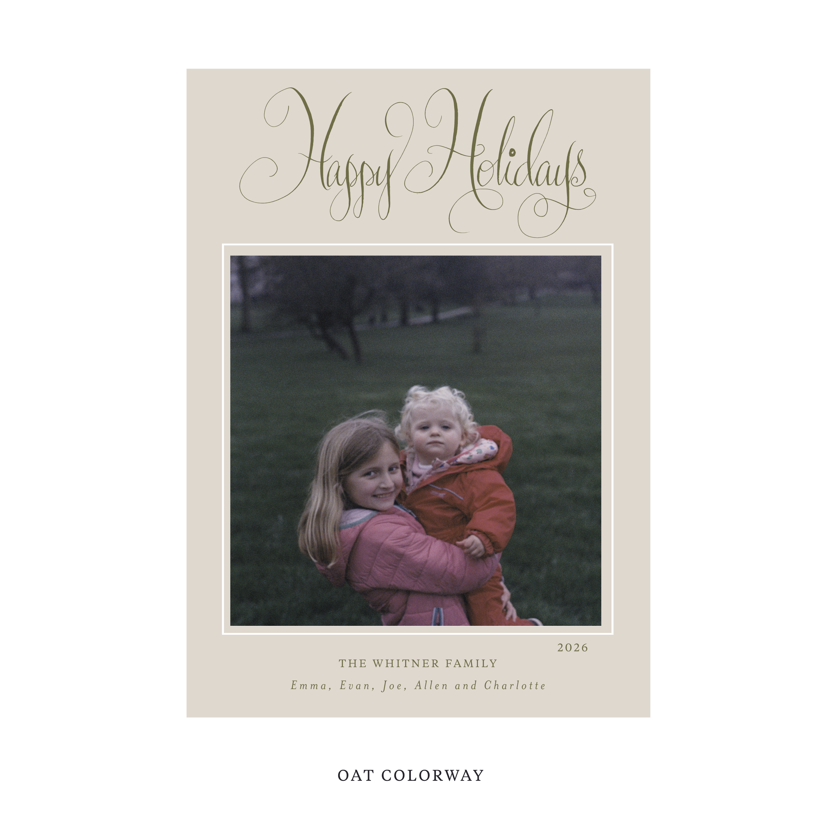 Whitner Classic Flat Print Holiday Card, Large
