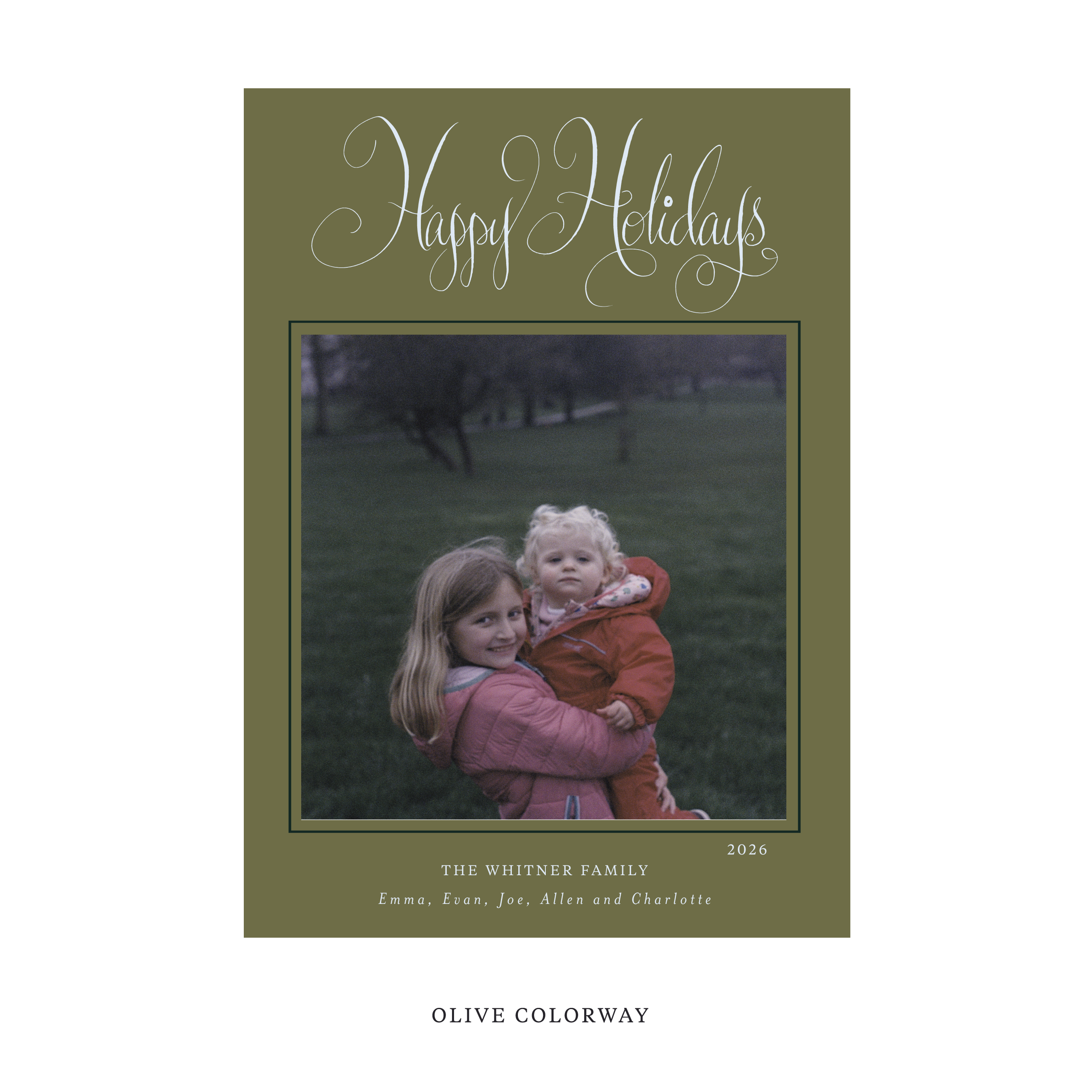 Whitner Classic Flat Print Holiday Card, Large