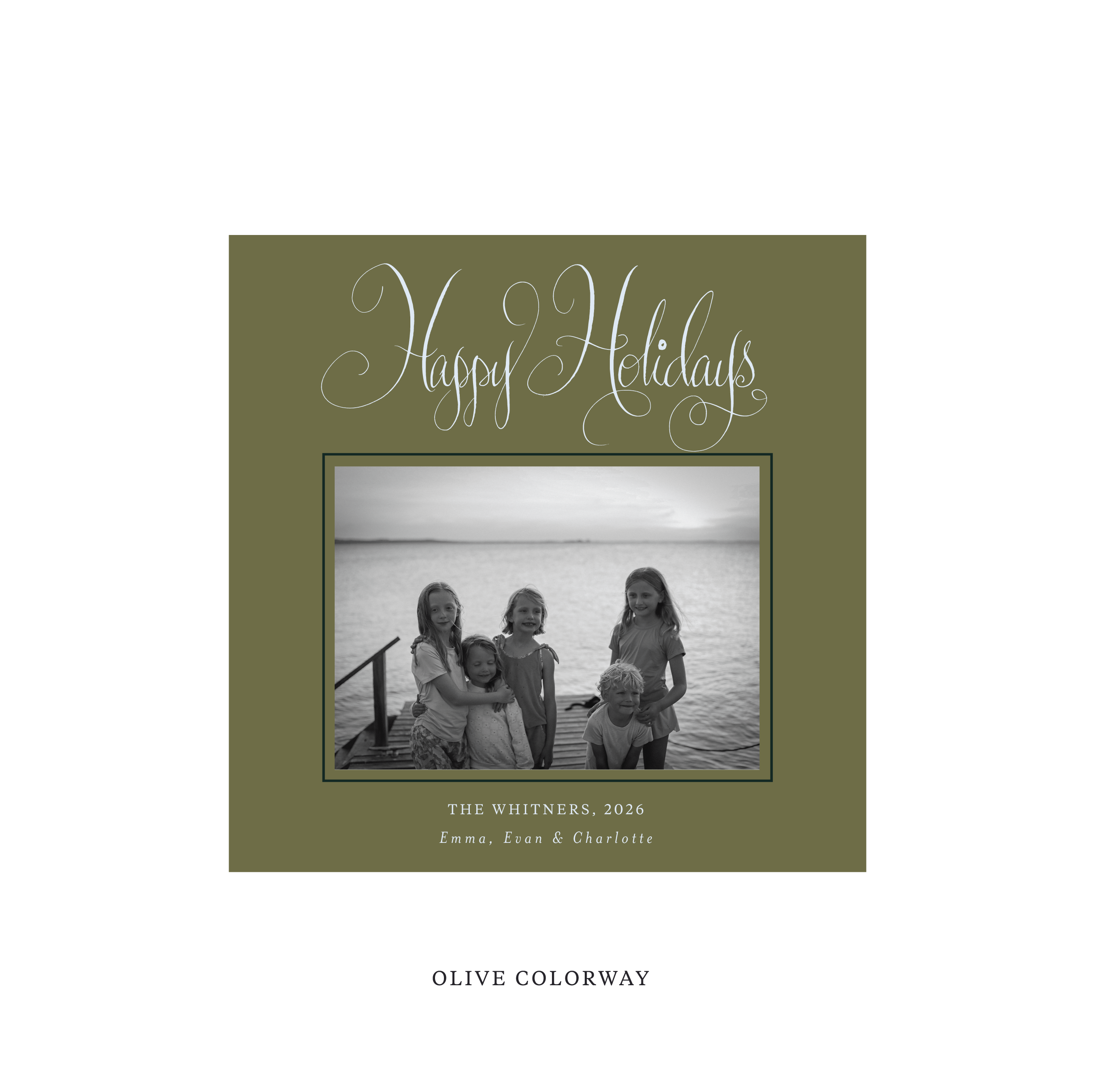 Whitner Classic Flat Print Holiday Card, Square