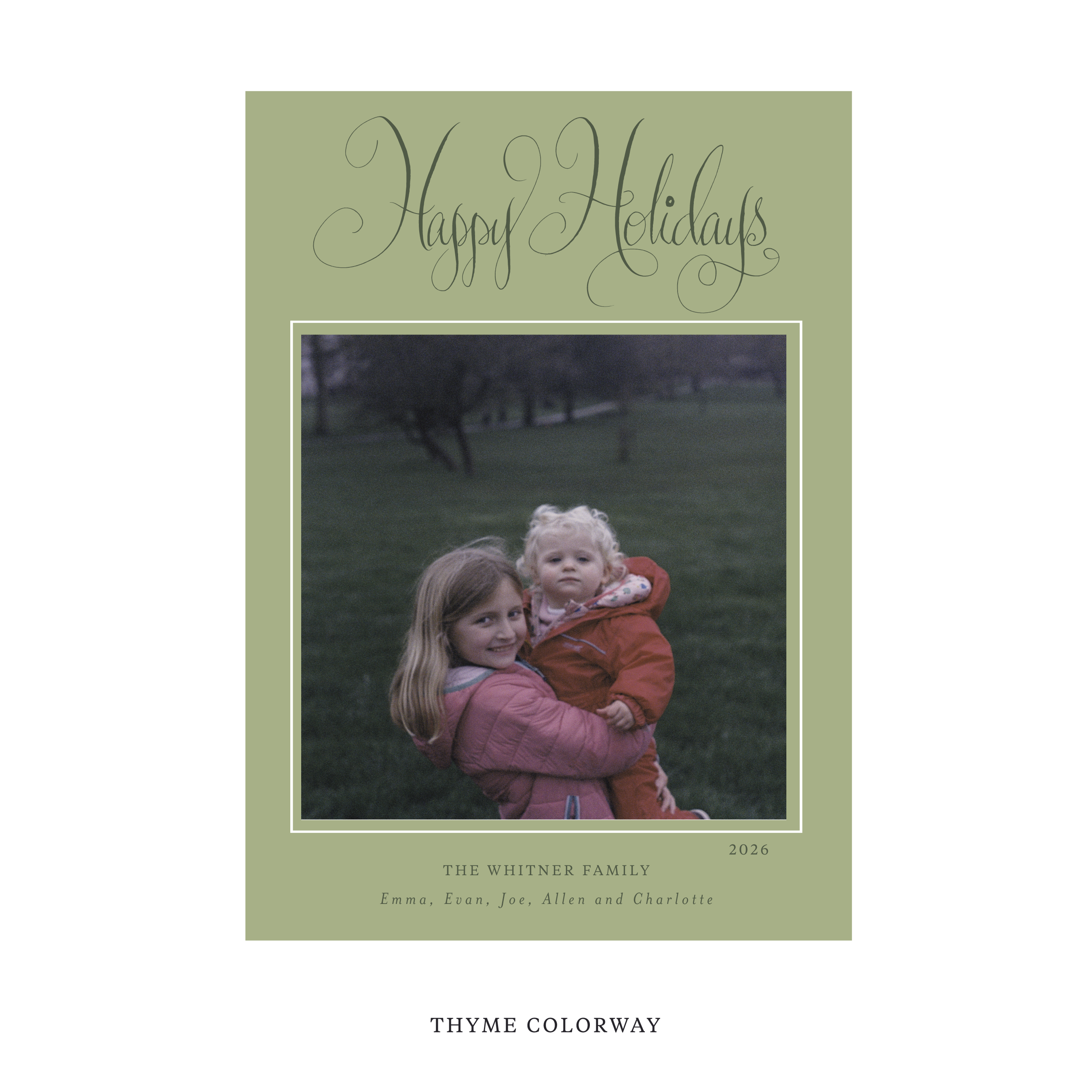 Whitner Classic Flat Print Holiday Card, Large