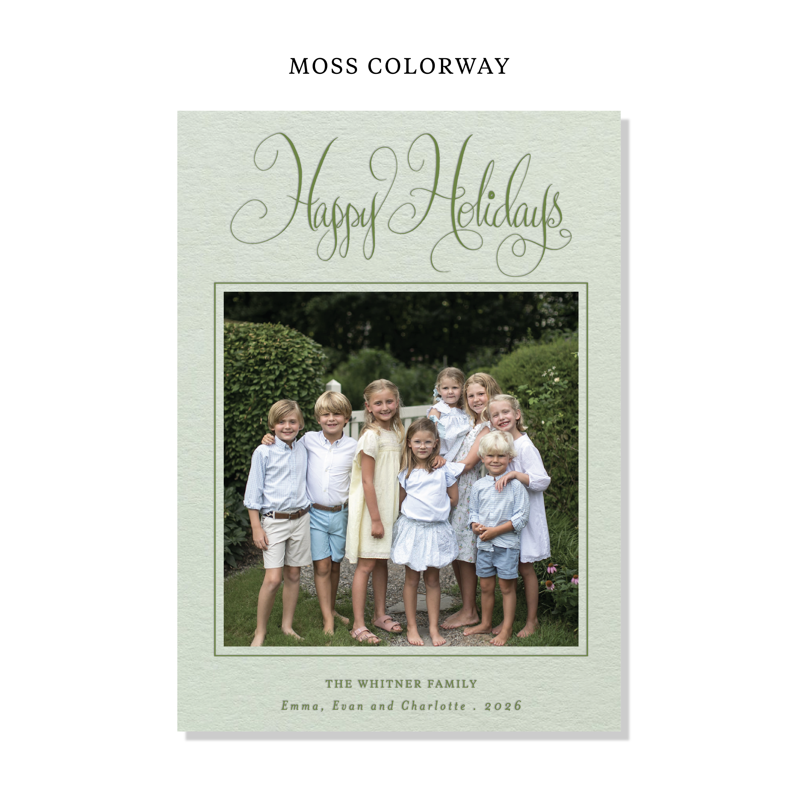 Whitner Letterpress Holiday Card, Large (Colored Paper)