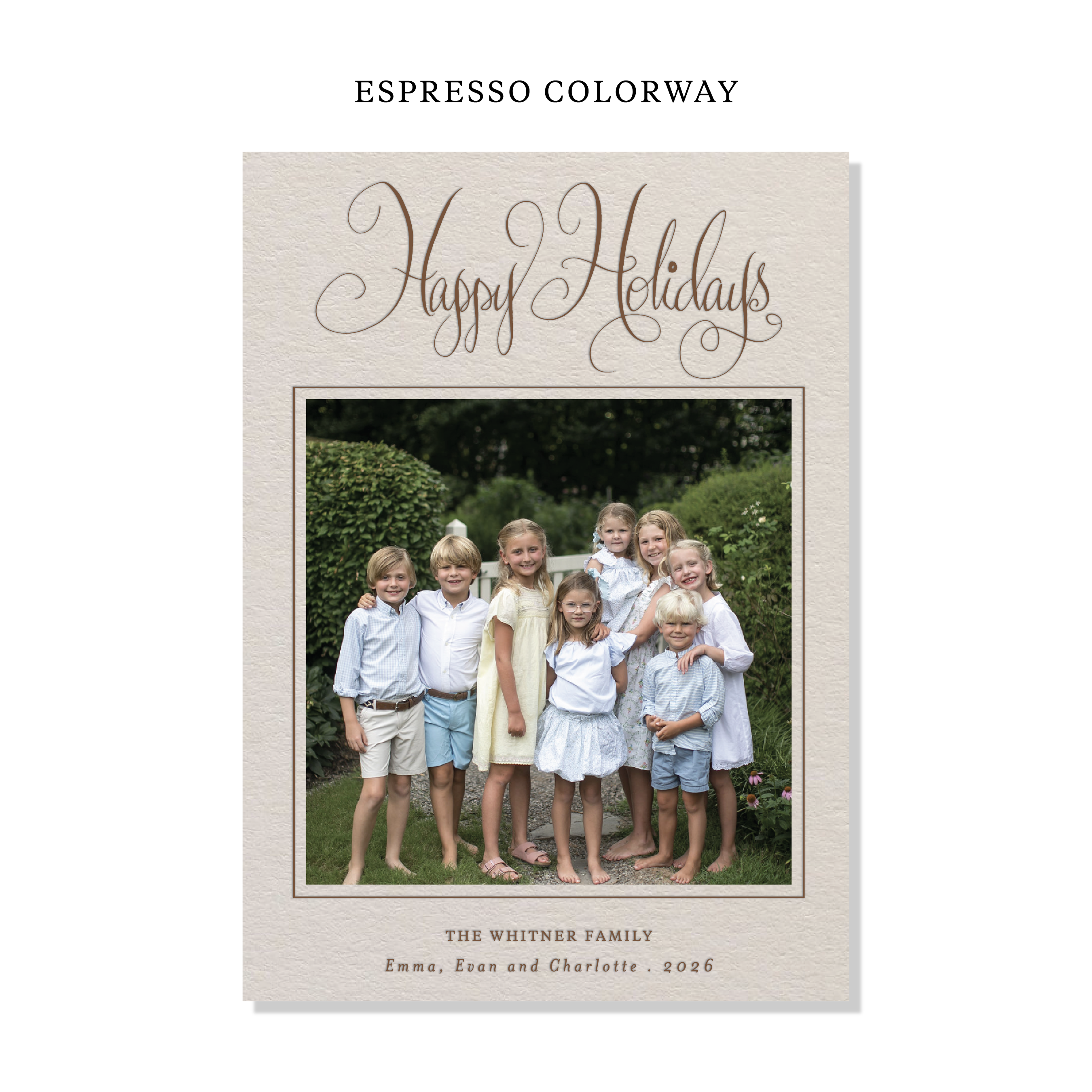 Whitner Letterpress Holiday Card, Large (Colored Paper)