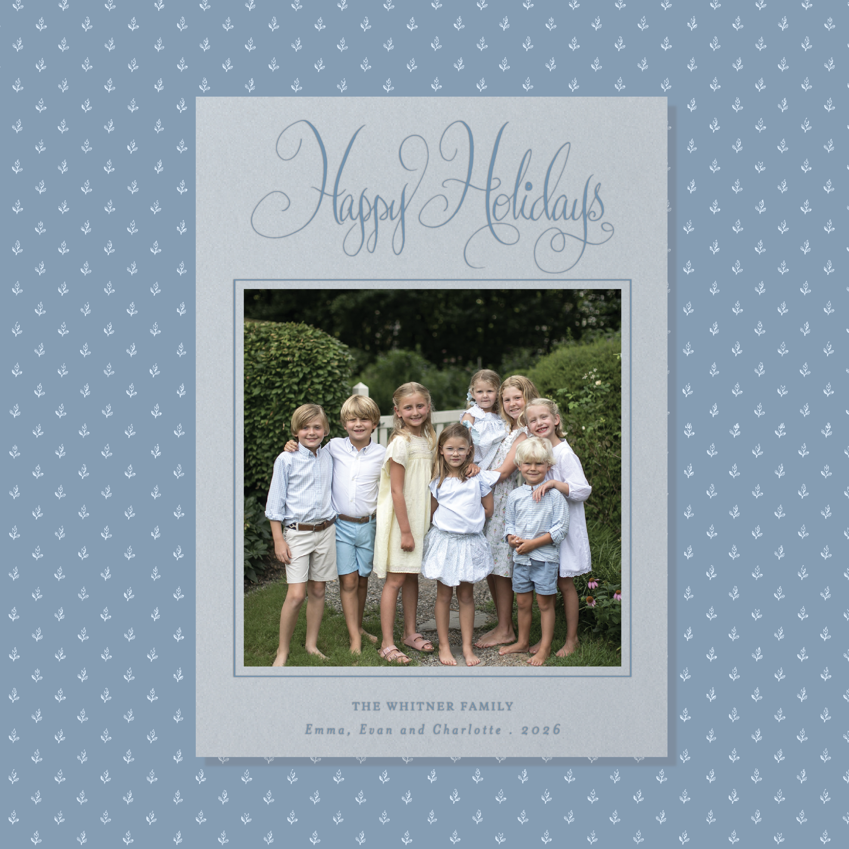 Whitner Letterpress Holiday Card, Large (Colored Paper)