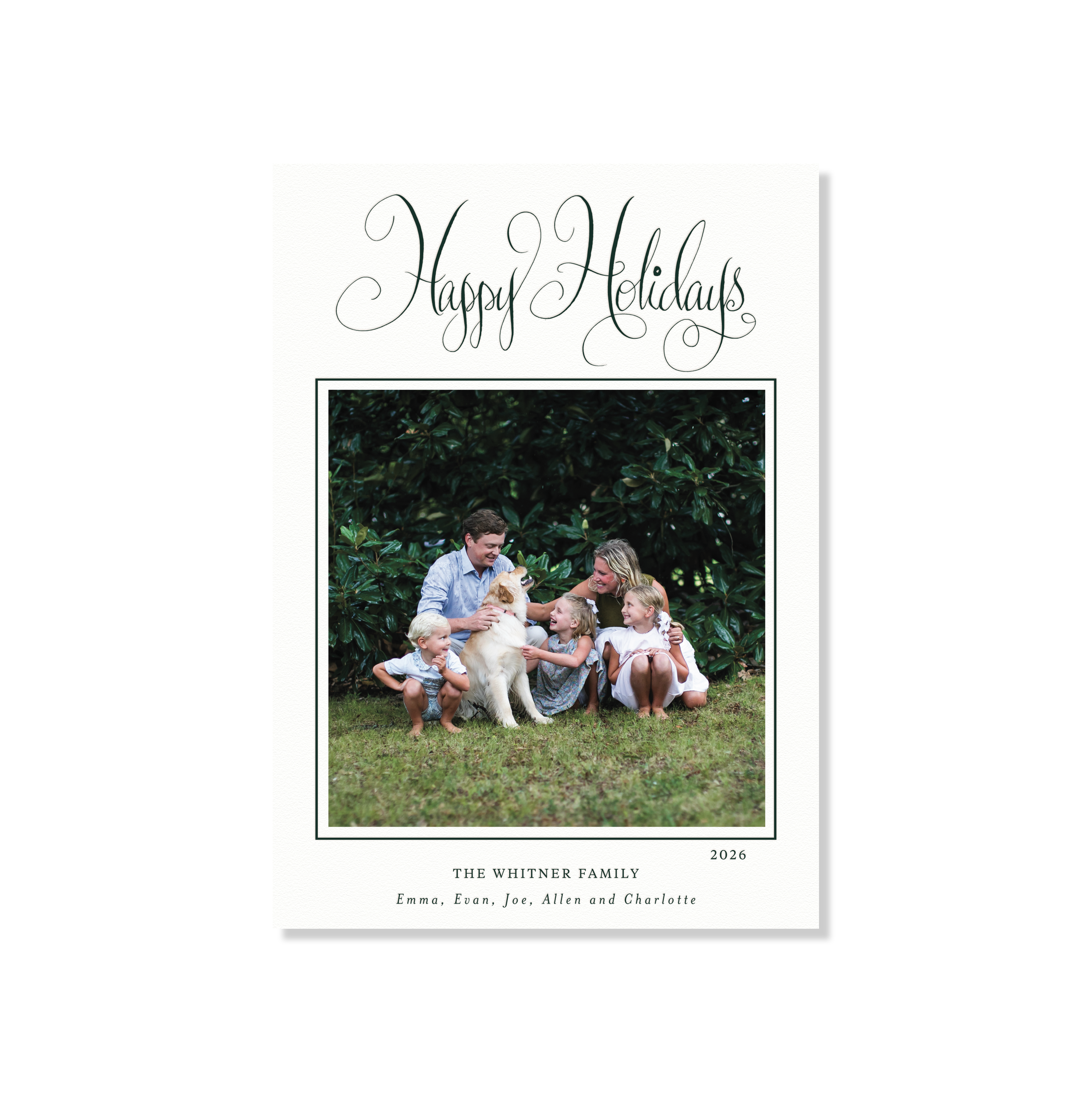 Whitner Letterpress Holiday Card, Large (White Paper)