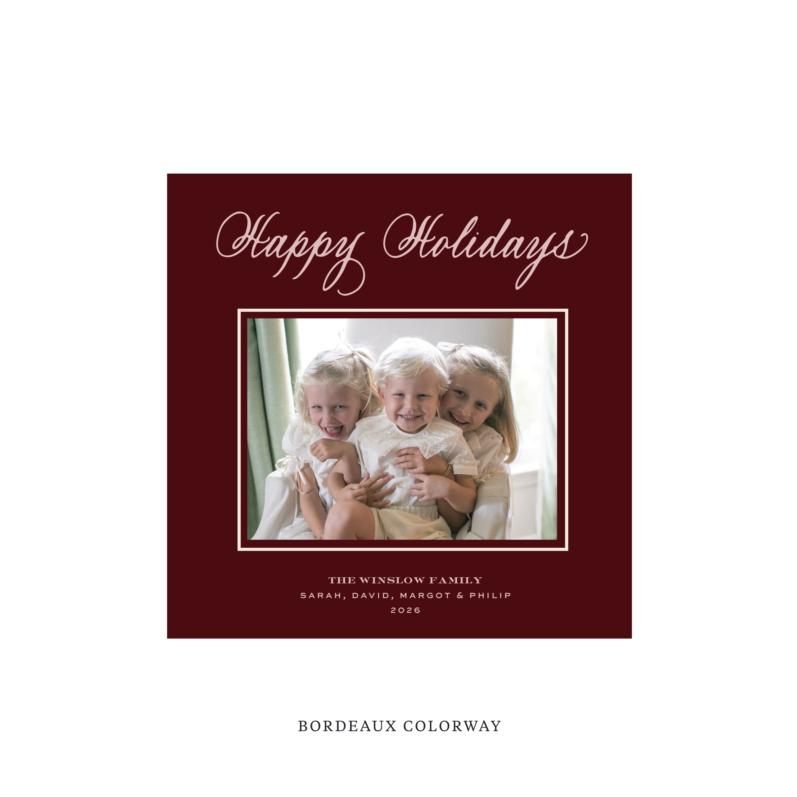 Winslow Classic Flat Print Holiday Card, Square