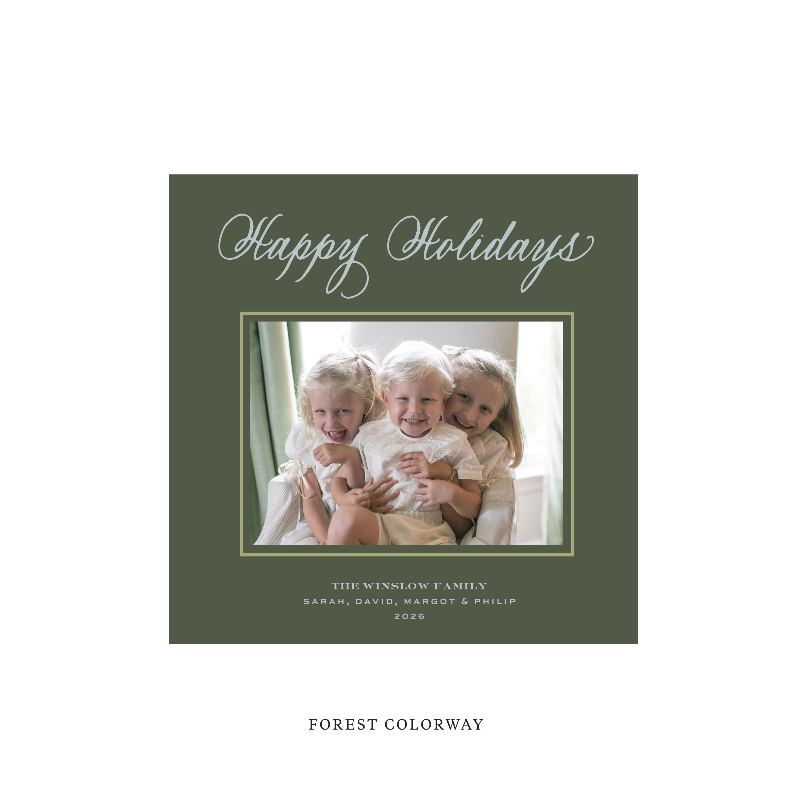 Winslow Classic Flat Print Holiday Card, Square