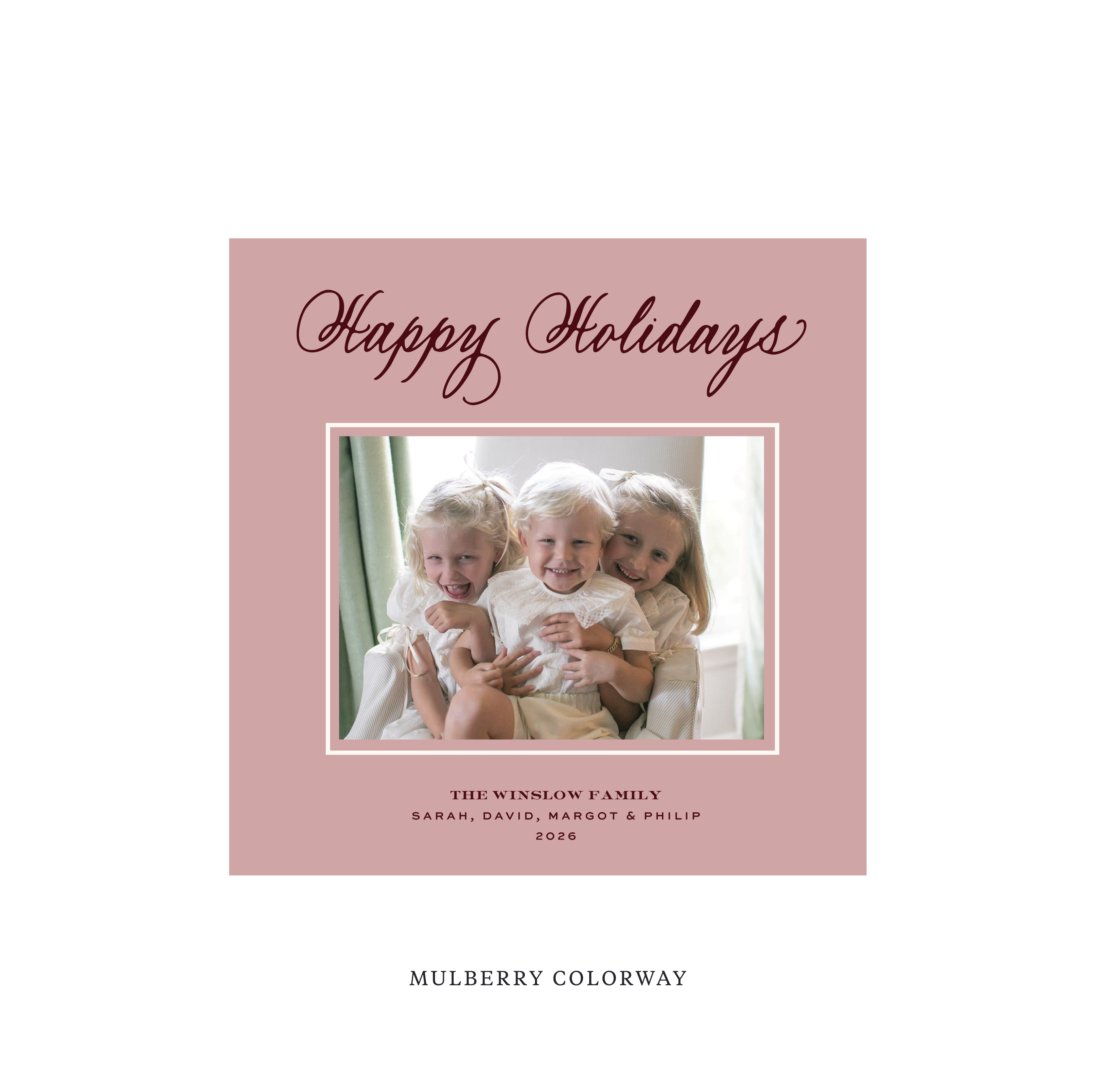 Winslow Classic Flat Print Holiday Card, Square