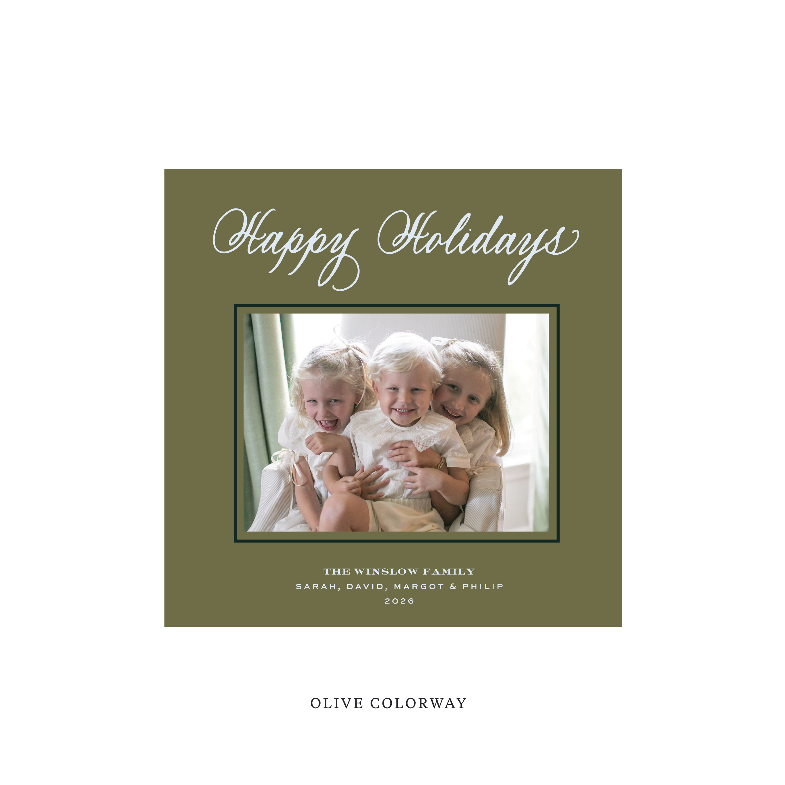 Winslow Classic Flat Print Holiday Card, Square