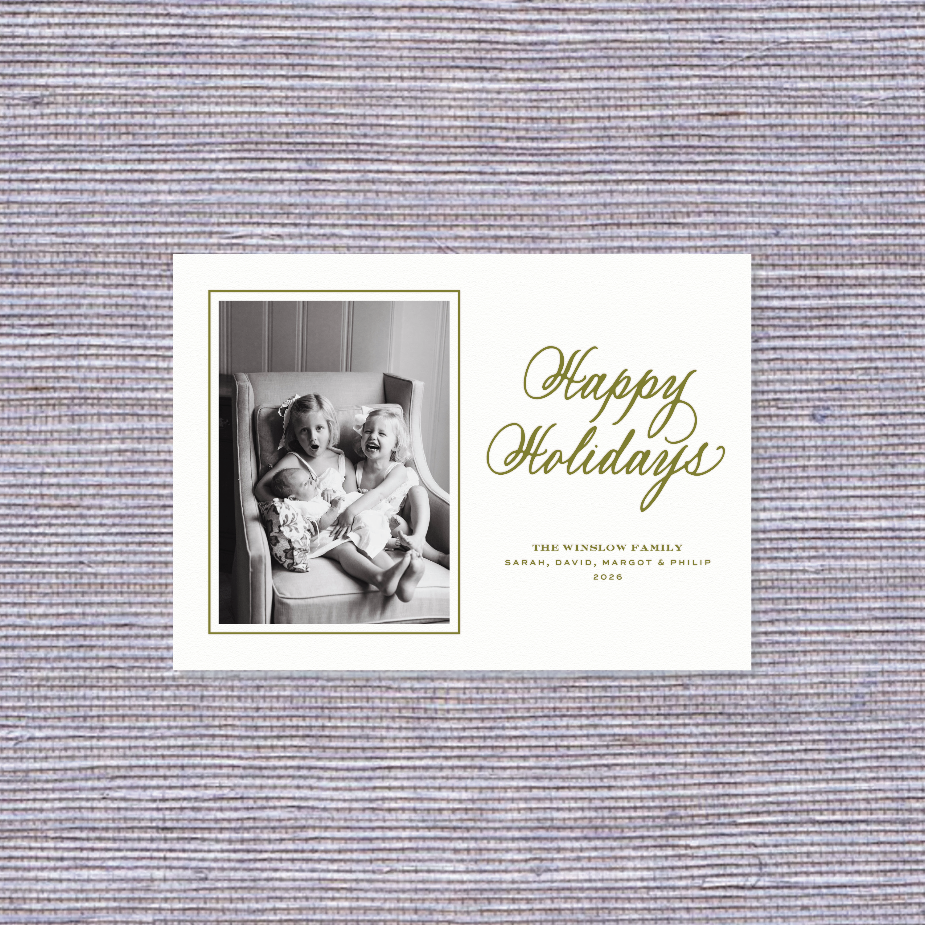 Winslow Letterpress Holiday Card, Medium (white paper)