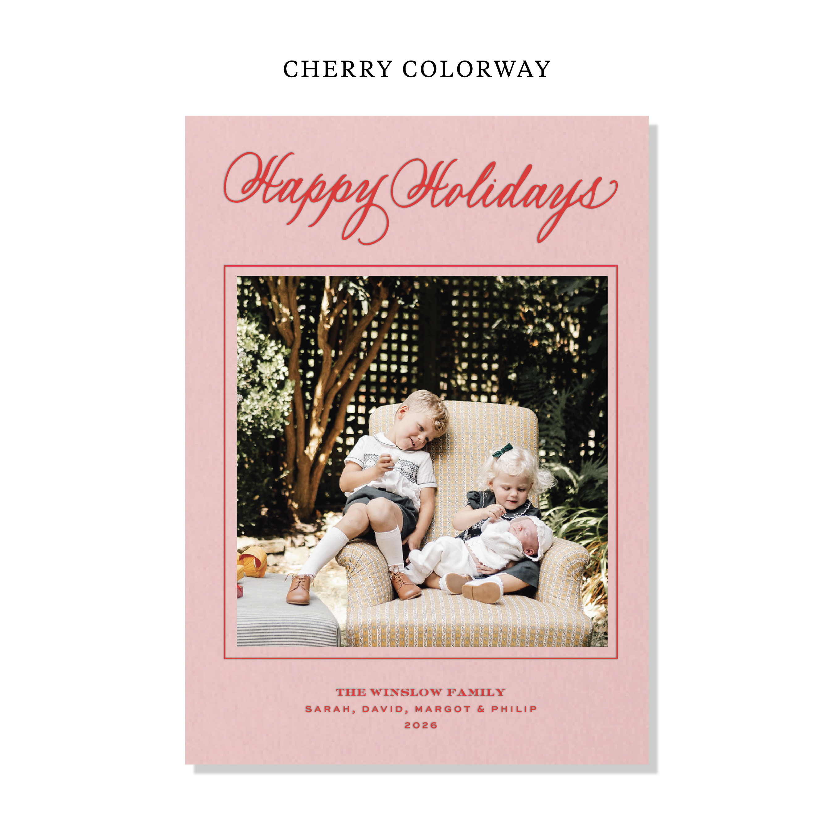 Winslow Letterpress Holiday Card, Large (Colored Paper)