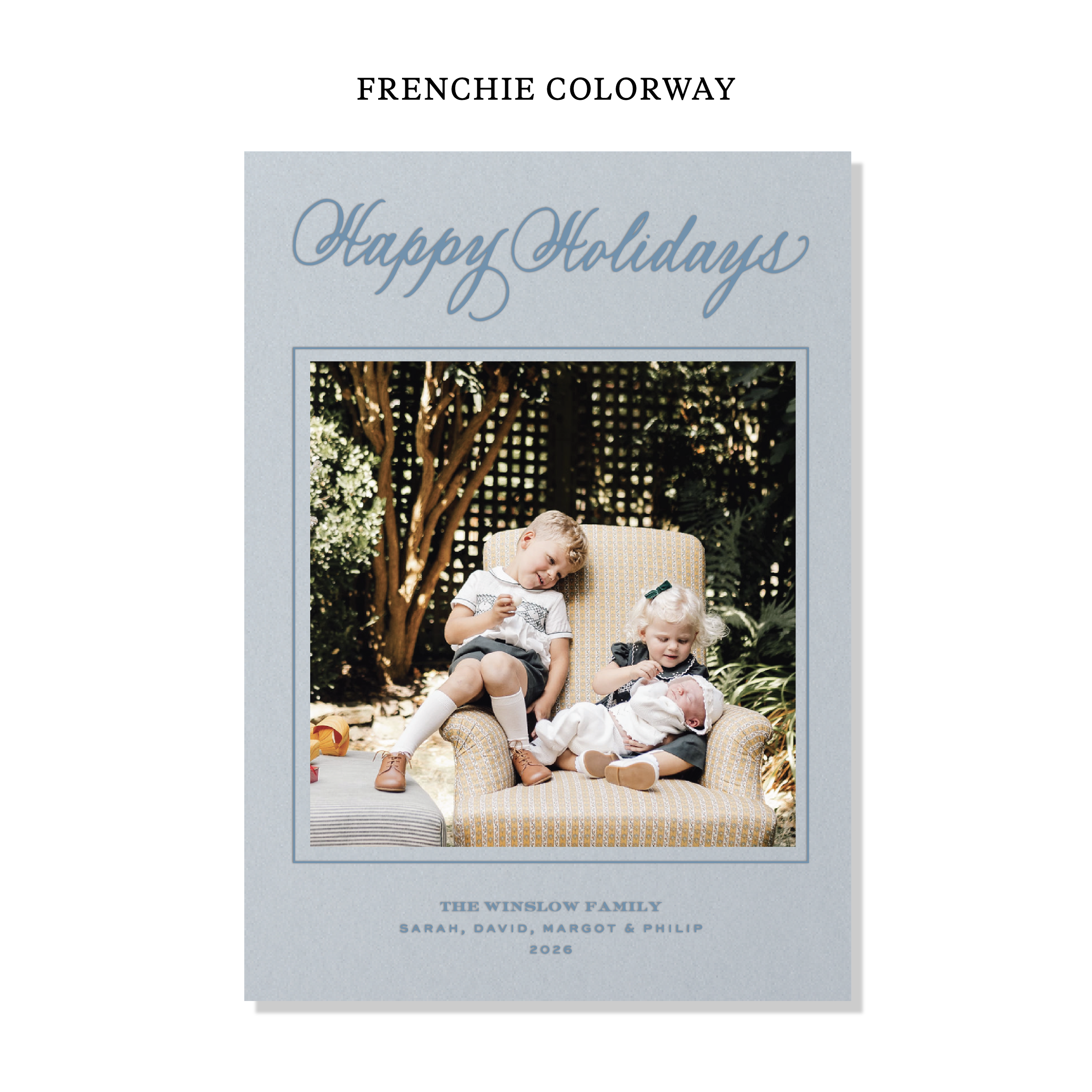 Winslow Letterpress Holiday Card, Large (Colored Paper)