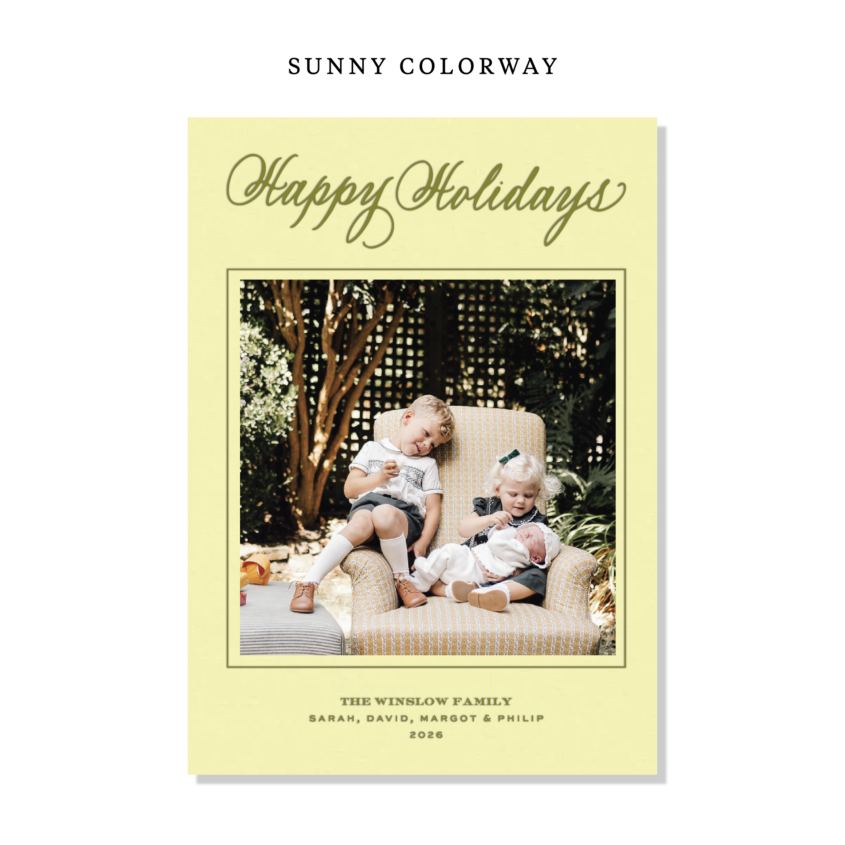 Winslow Letterpress Holiday Card, Large (Colored Paper)