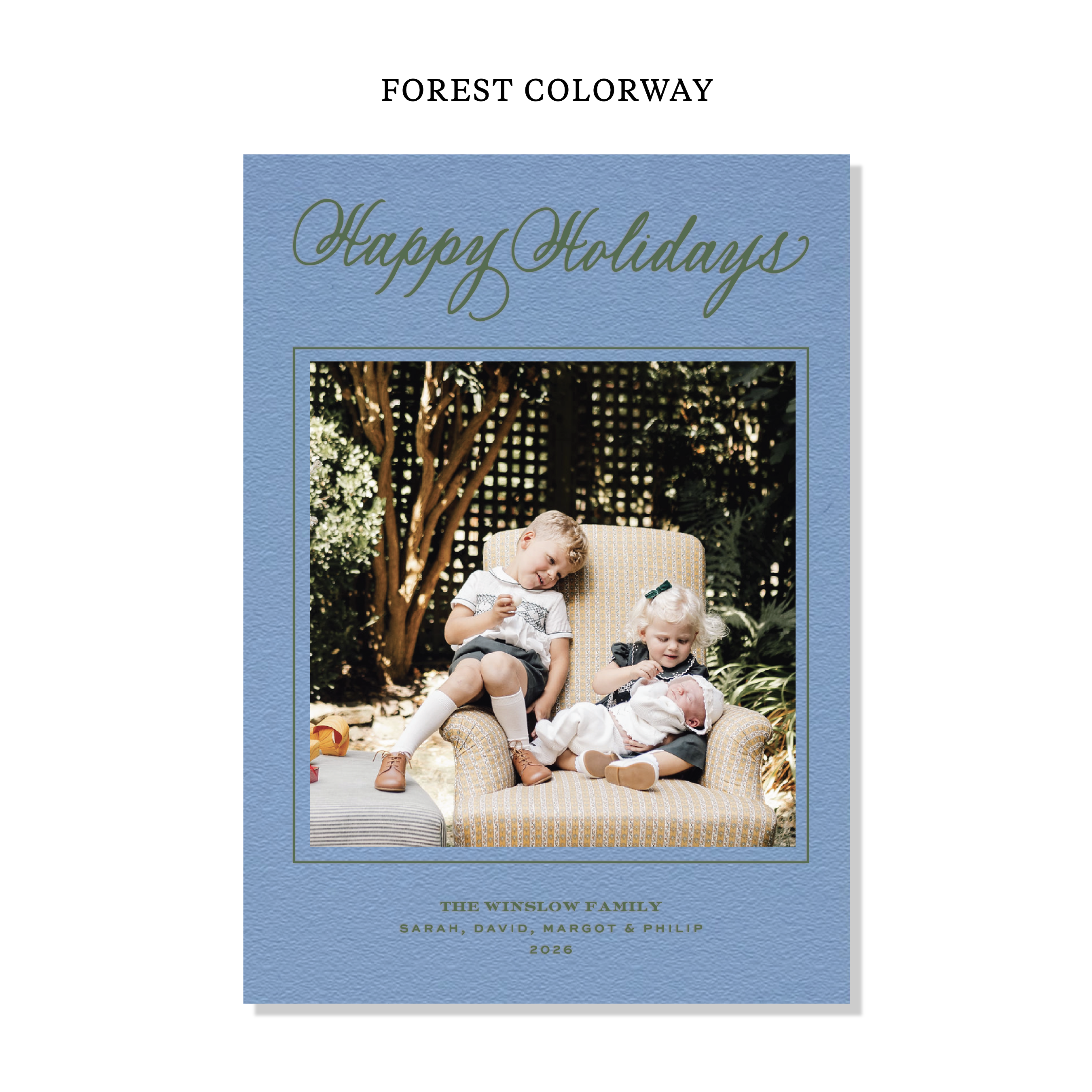 Winslow Letterpress Holiday Card, Large (Colored Paper)