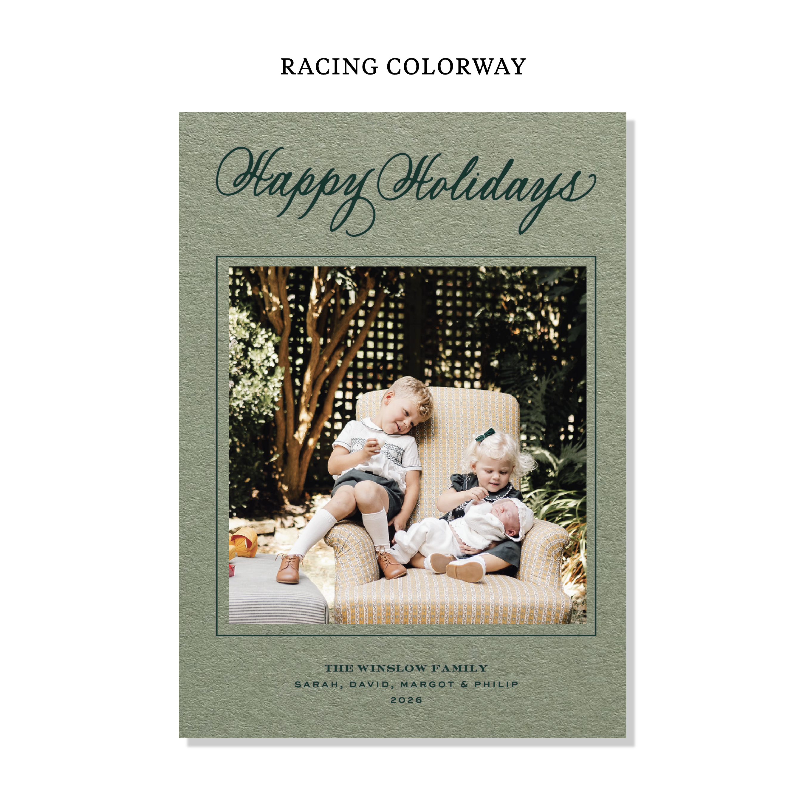 Winslow Letterpress Holiday Card, Large (Colored Paper)