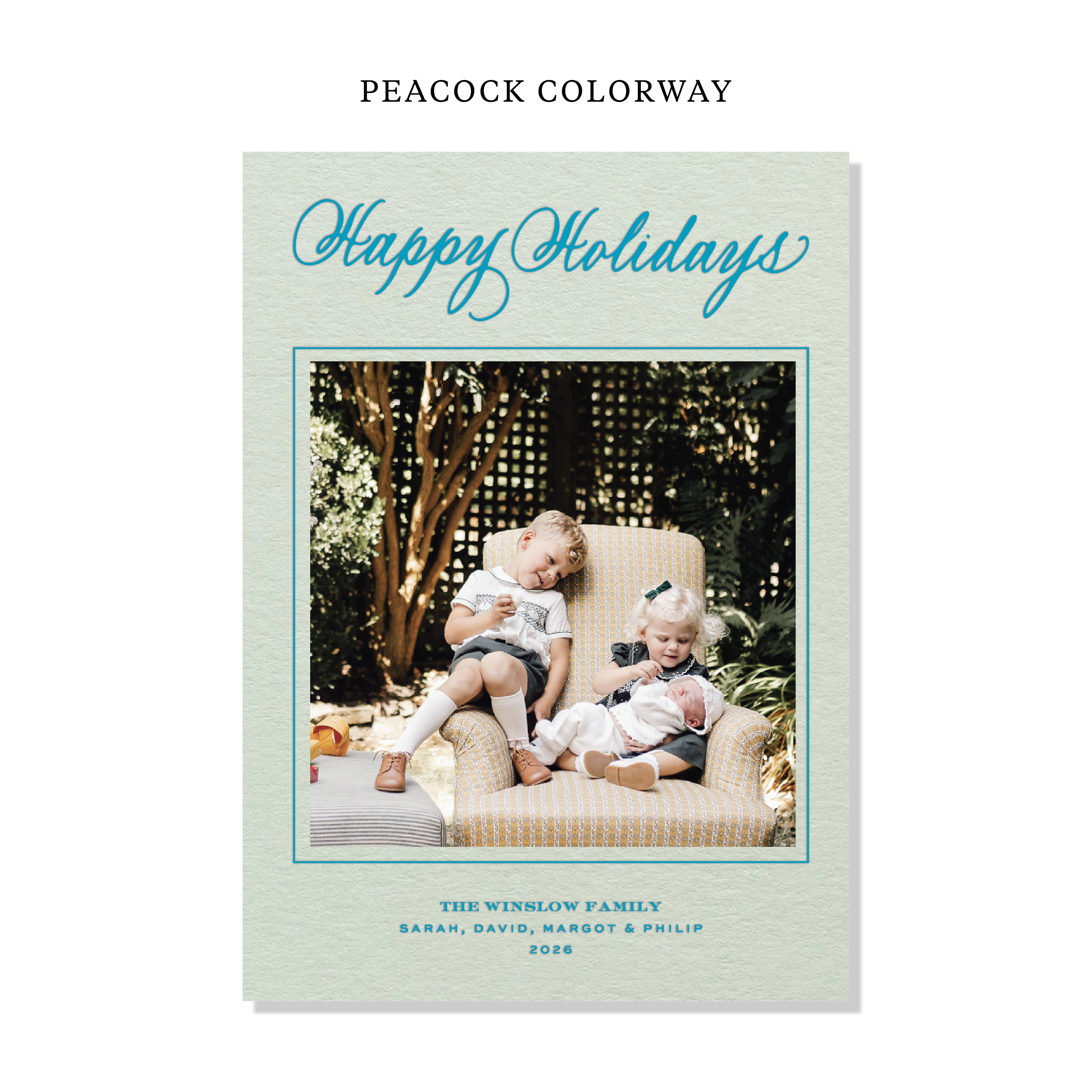 Winslow Letterpress Holiday Card, Large (Colored Paper)