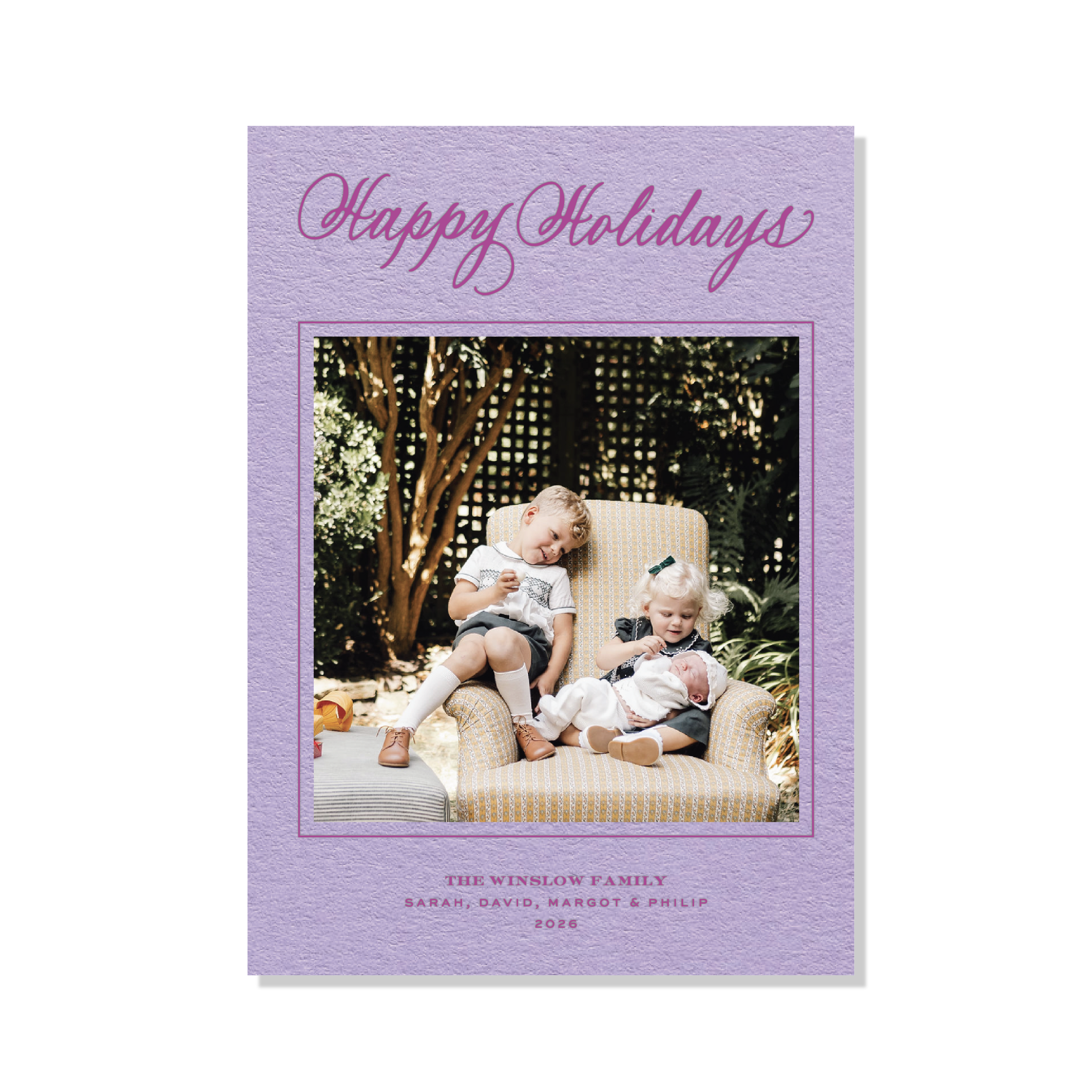 Winslow Letterpress Holiday Card, Large (Colored Paper)