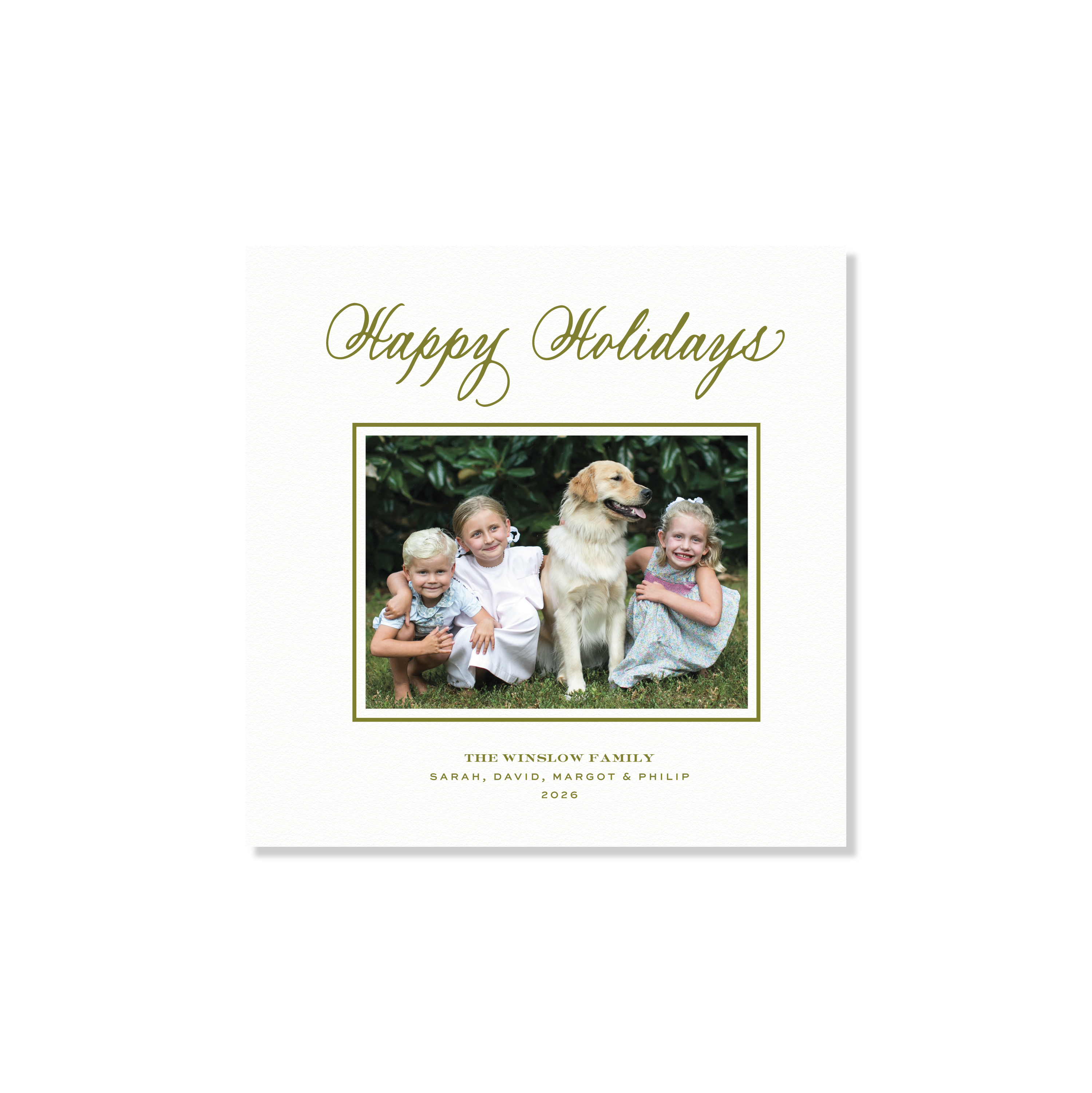 Winslow Letterpress Holiday Card, Small Square (White Paper)