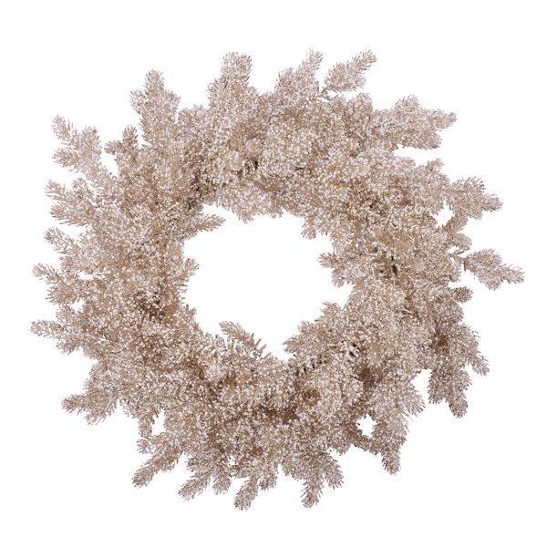 24-inch Chatsworth Champagne Wreath with shimmering champagne glitter greenery
