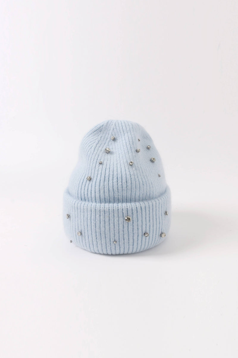 Blue Angora Crystal Beanie