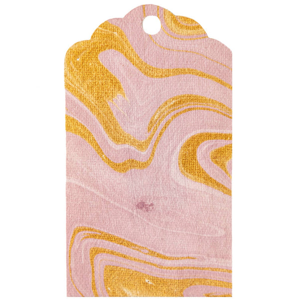 Pink & Gold Vein Marbled Tags