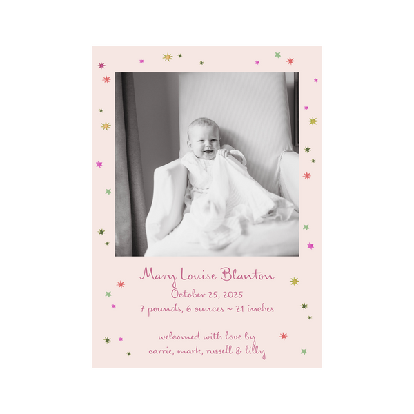 Angela Birth Announcement Classic Printed Holiday Card